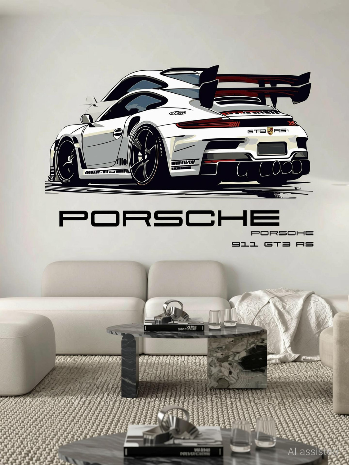 Image of WallBiirds 60 cm Porche 911 GT3 RS Supercar Cool wall sticker Self Adhesive Sticker