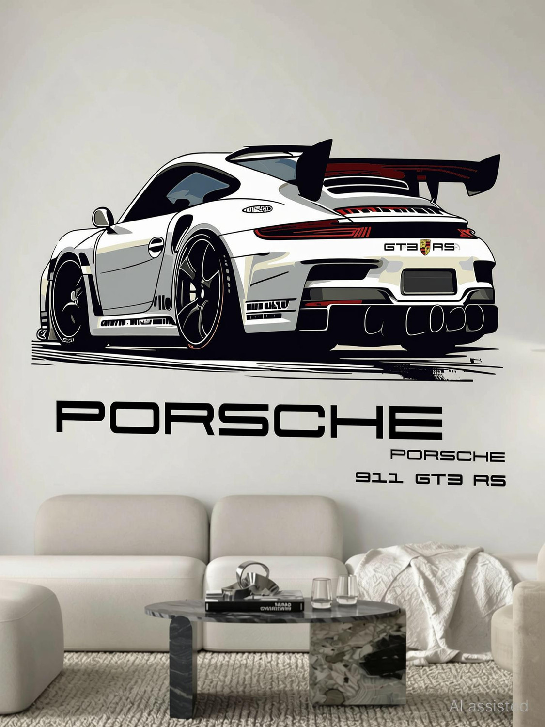 Image of WallBiirds 60 cm Porche 911 GT3 RS Supercar Cool wall sticker Self Adhesive Sticker