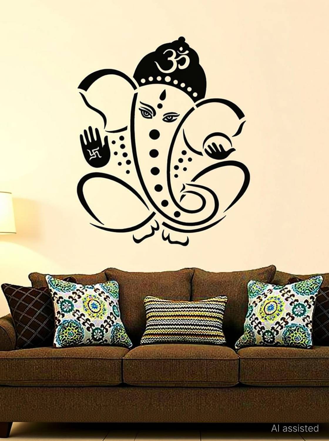 Aquire 50 cm Pious Black Lord Ganesha Design Self Adhesive Sticker