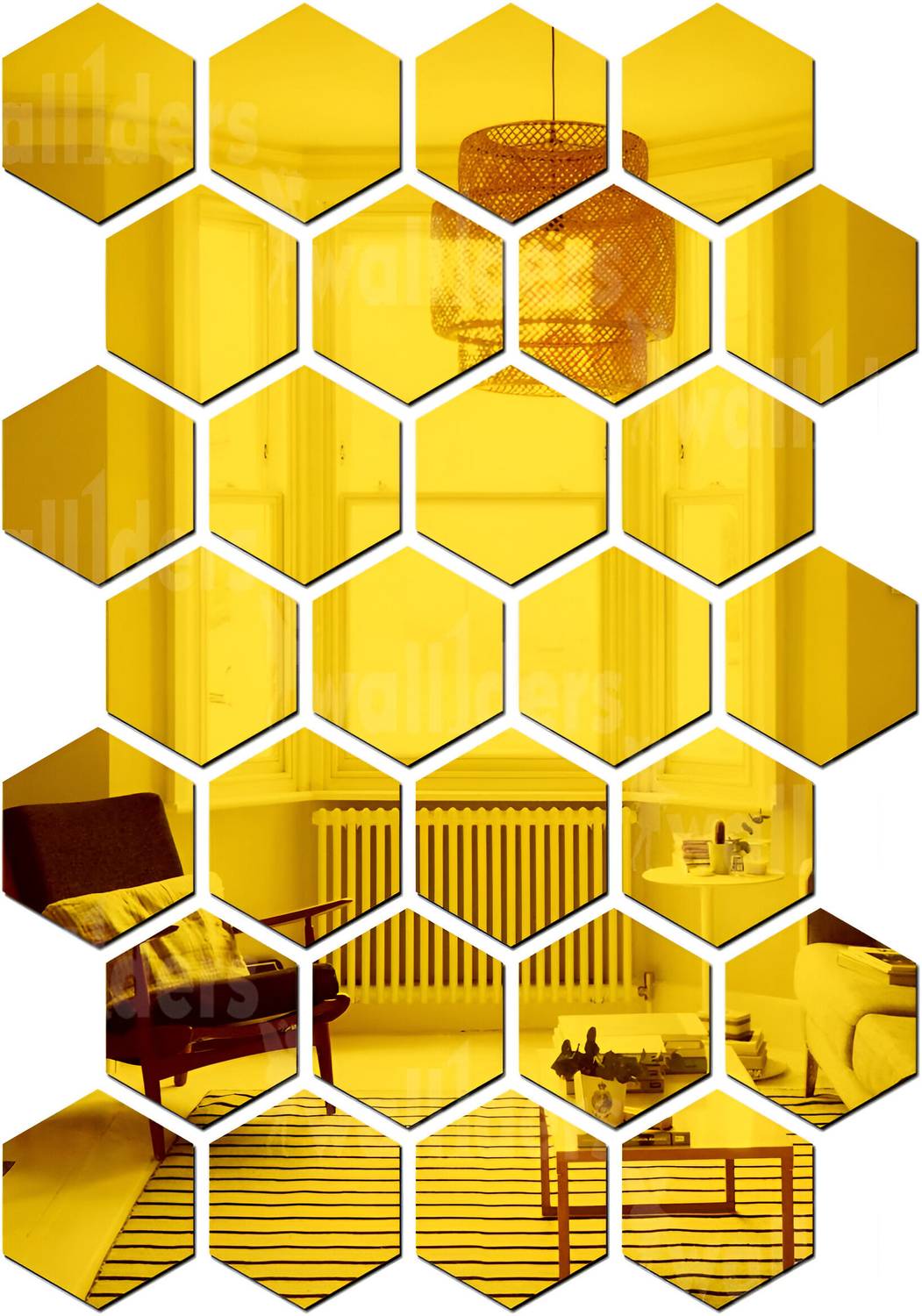 Abarro 4 inch 18 Golden Mirror Stickers for Wall, Acrylic Mirror, Wall Decor Sticker Reusable Sticker
