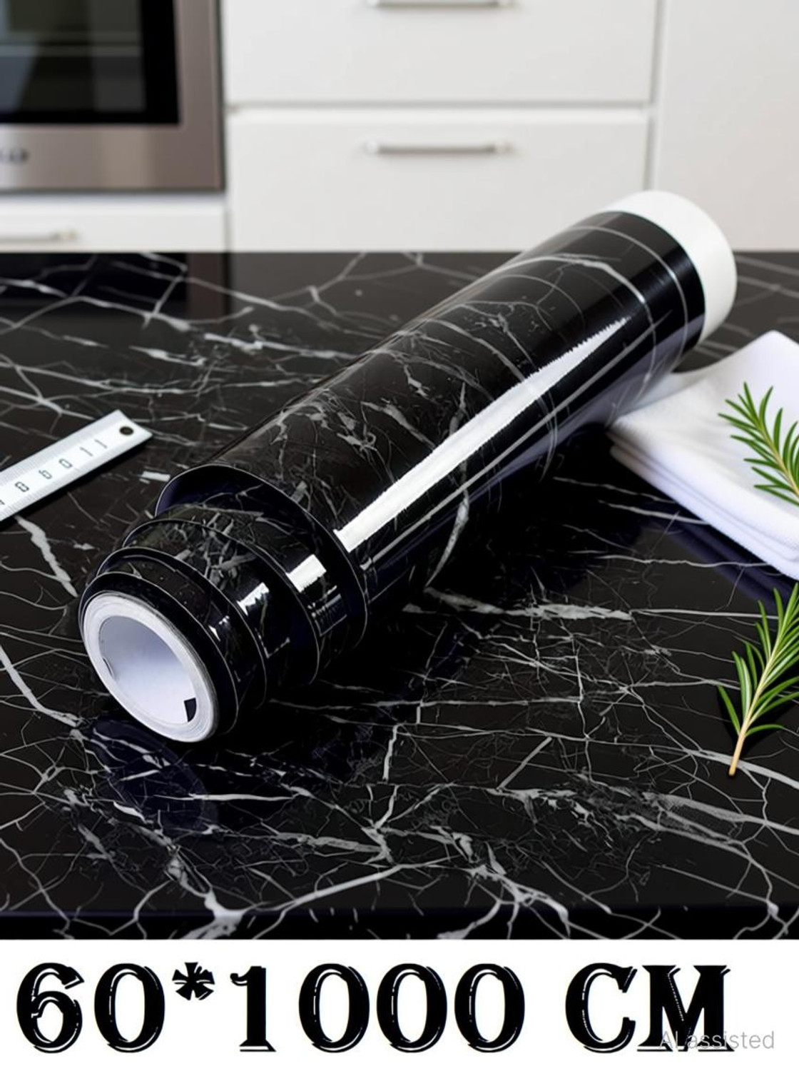 Image of SIRTERIQ 1000 cm Aluminum Shining Marble Foil Waterproof Premium Roll For Kitchen Self Adhesive Sticker