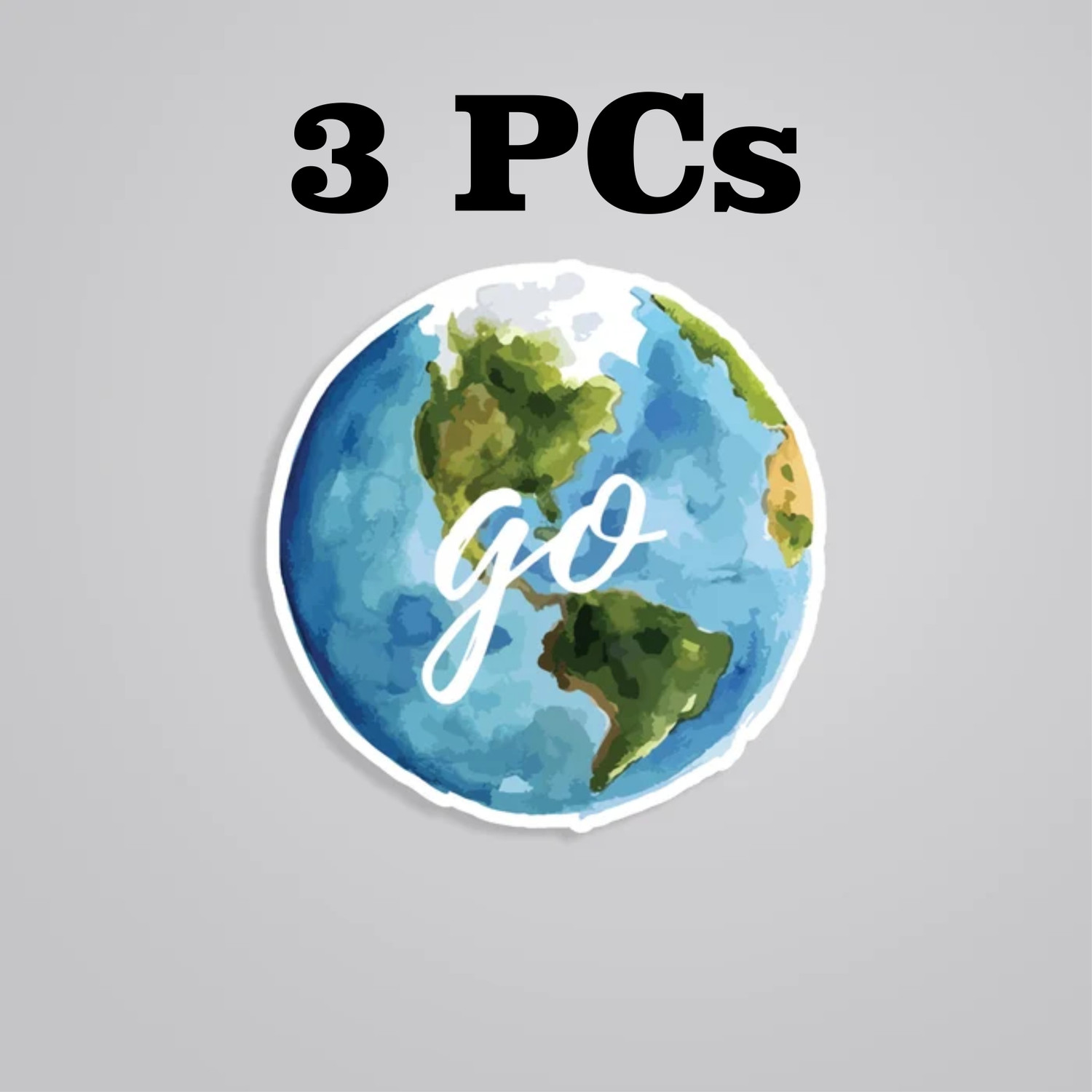 Image of ESTLIO 6 inch 3 Pcs Go World Earth Globe Sticker Set for Laptop Car Bike Helmet Notebook Removable Sticker
