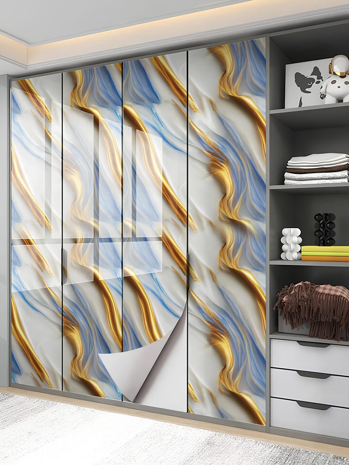 Image of voltify 200 cm Waterproof Wall Sticker For Kitchen & Home Decor - Glossy Marble Pattern Self Adhesive Sticker