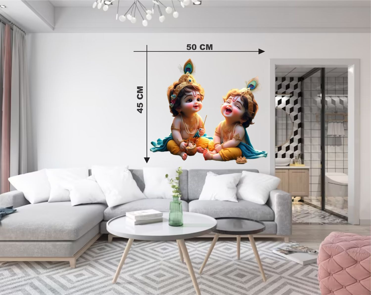 Image of SENAWATDESIGN 51 cm NR0127 Baby Cute Bal Gopal Krishna Laughing Self Adhesive Sticker