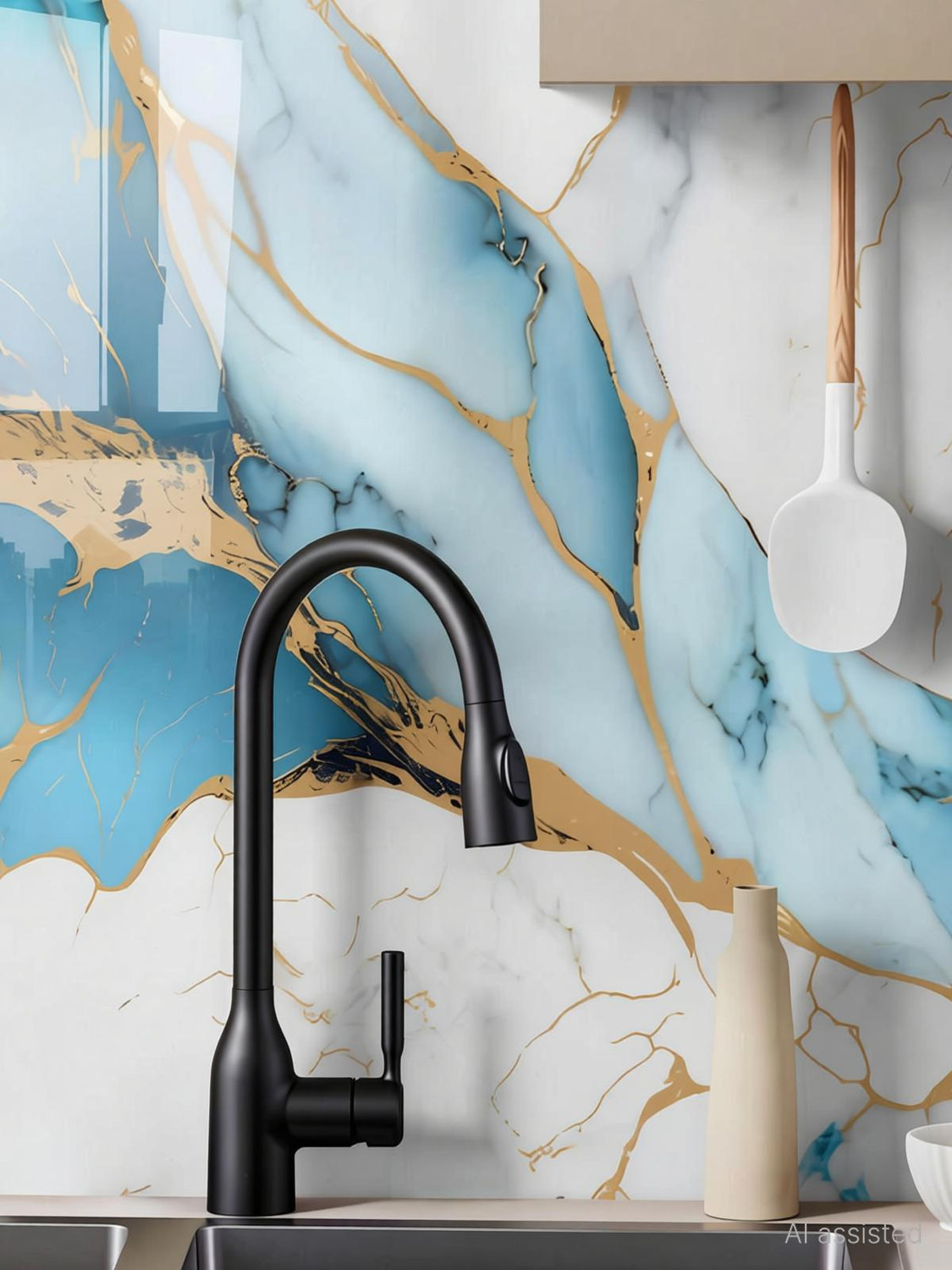 Image of voltify 200 cm Waterproof Wall Sticker For Kitchen & Home Decor - Glossy Marble Pattern Self Adhesive Sticker