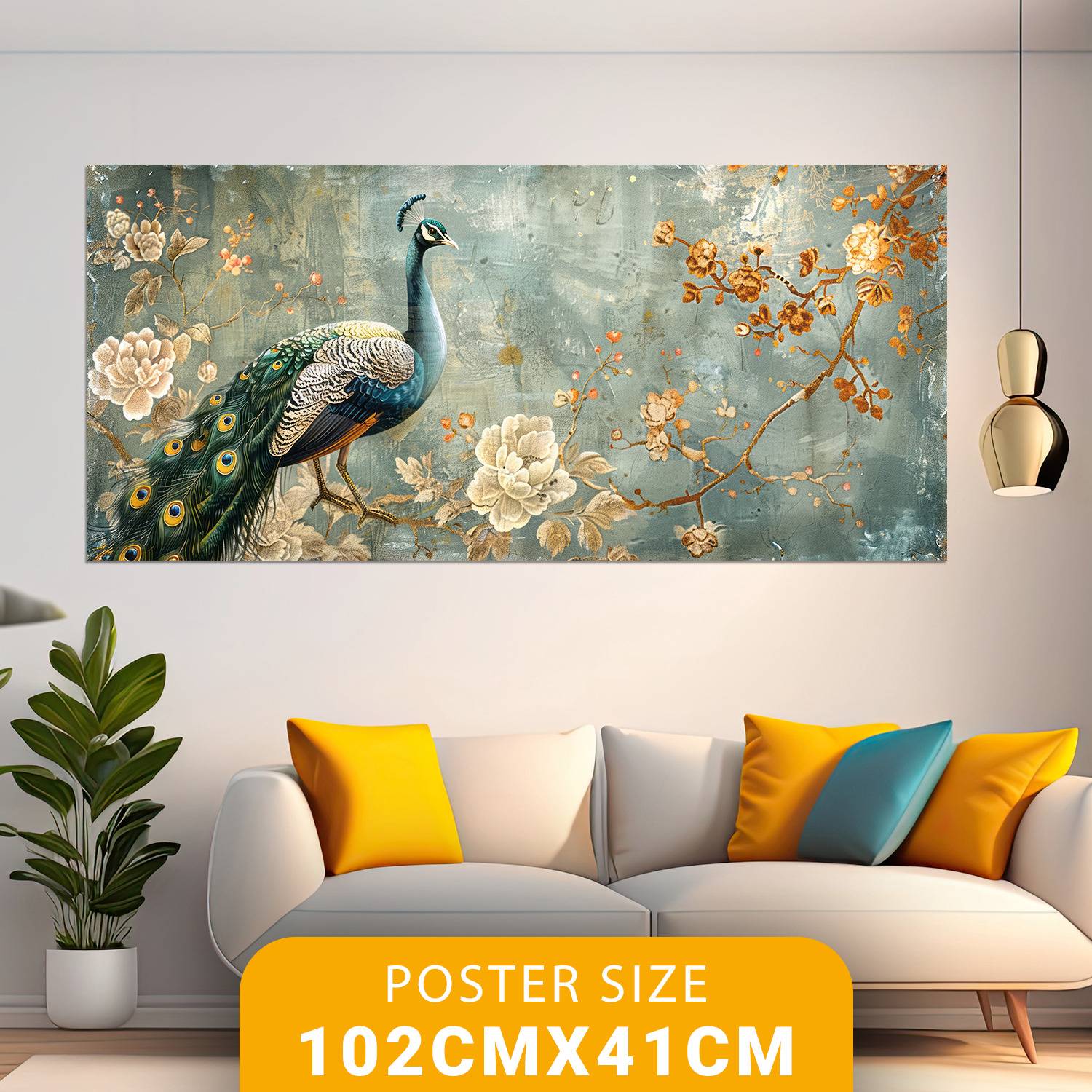 Bnezz 100 cm Wallpaper For Wall Floral Peacock Wall Stickers For Bedroom 3D Wall Posters Self Adhesive Sticker