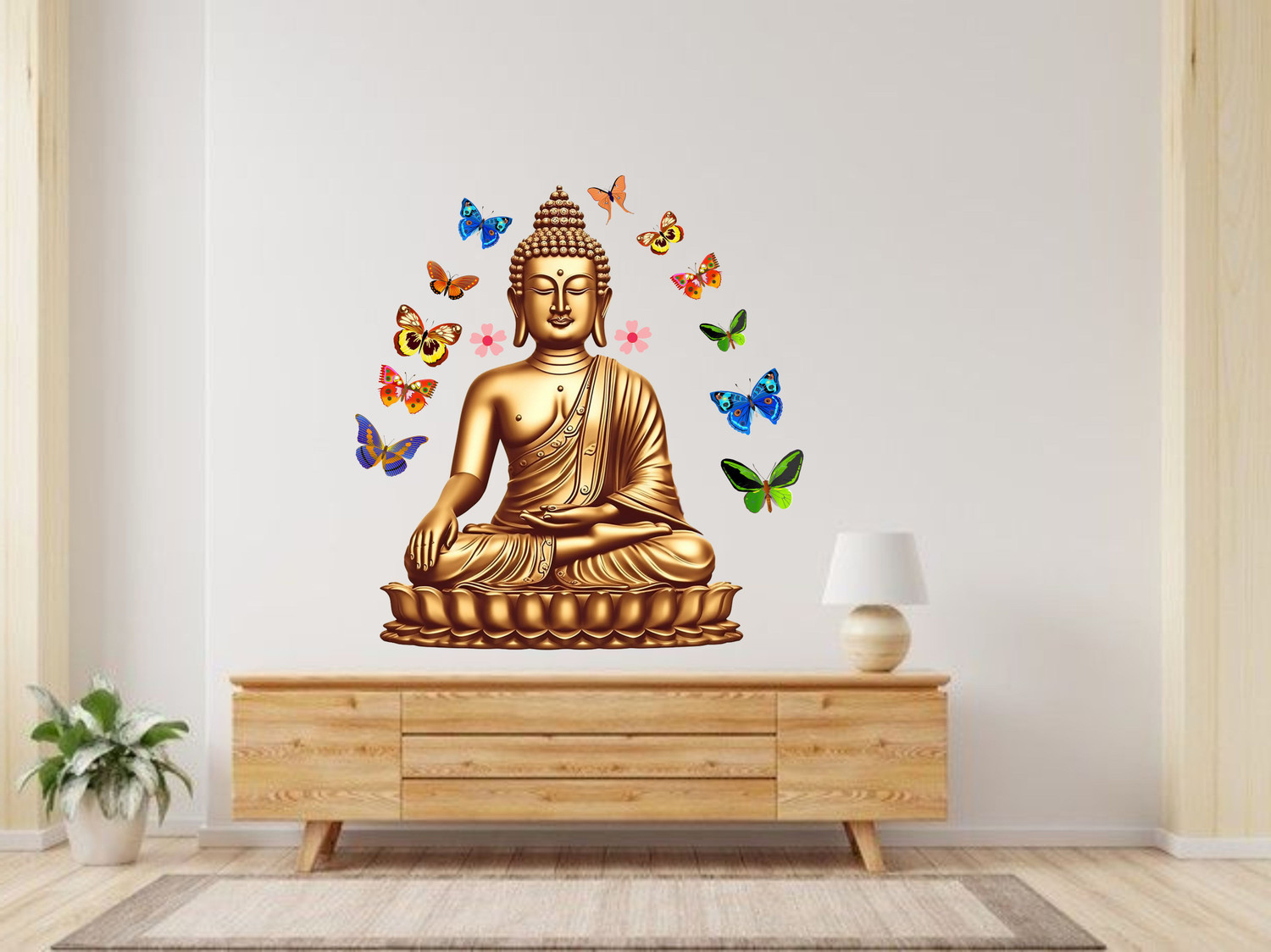 Image of RehanDecors 48 cm Gautam Buddha Wall Sticker and Mural Size -16X19 Inches Removable Sticker
