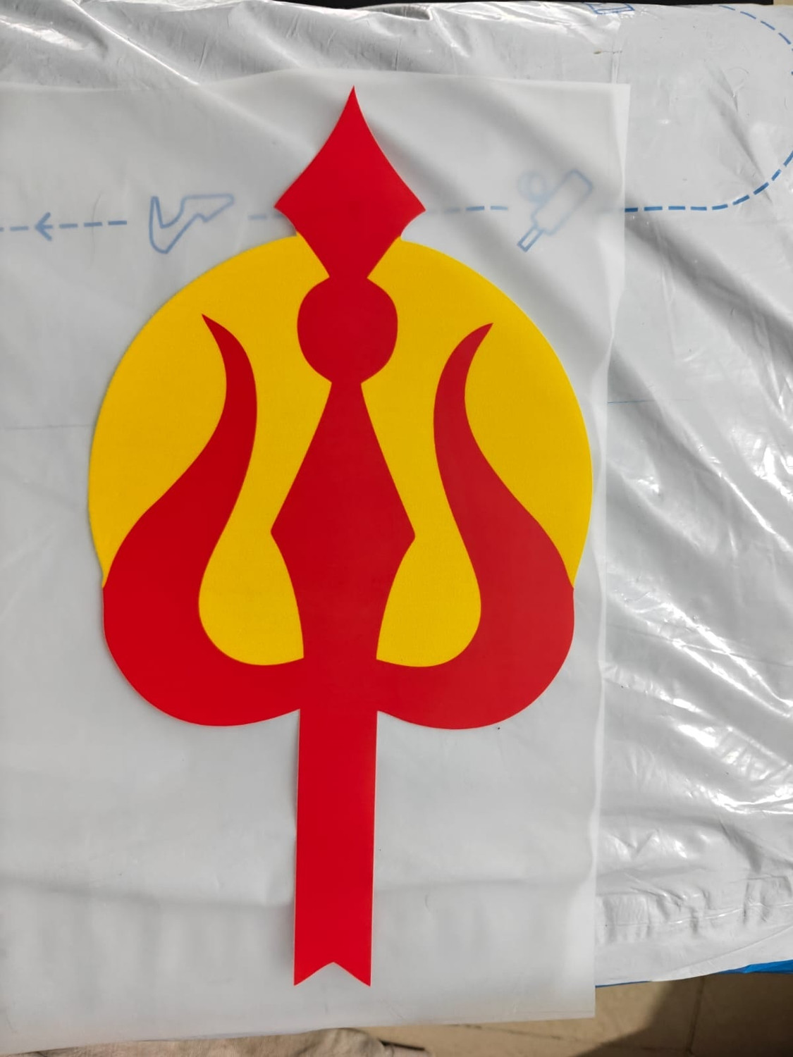 Image of CreativeNdecore 9.4 inch TRISHUL DTF STICKER Self Adhesive Sticker