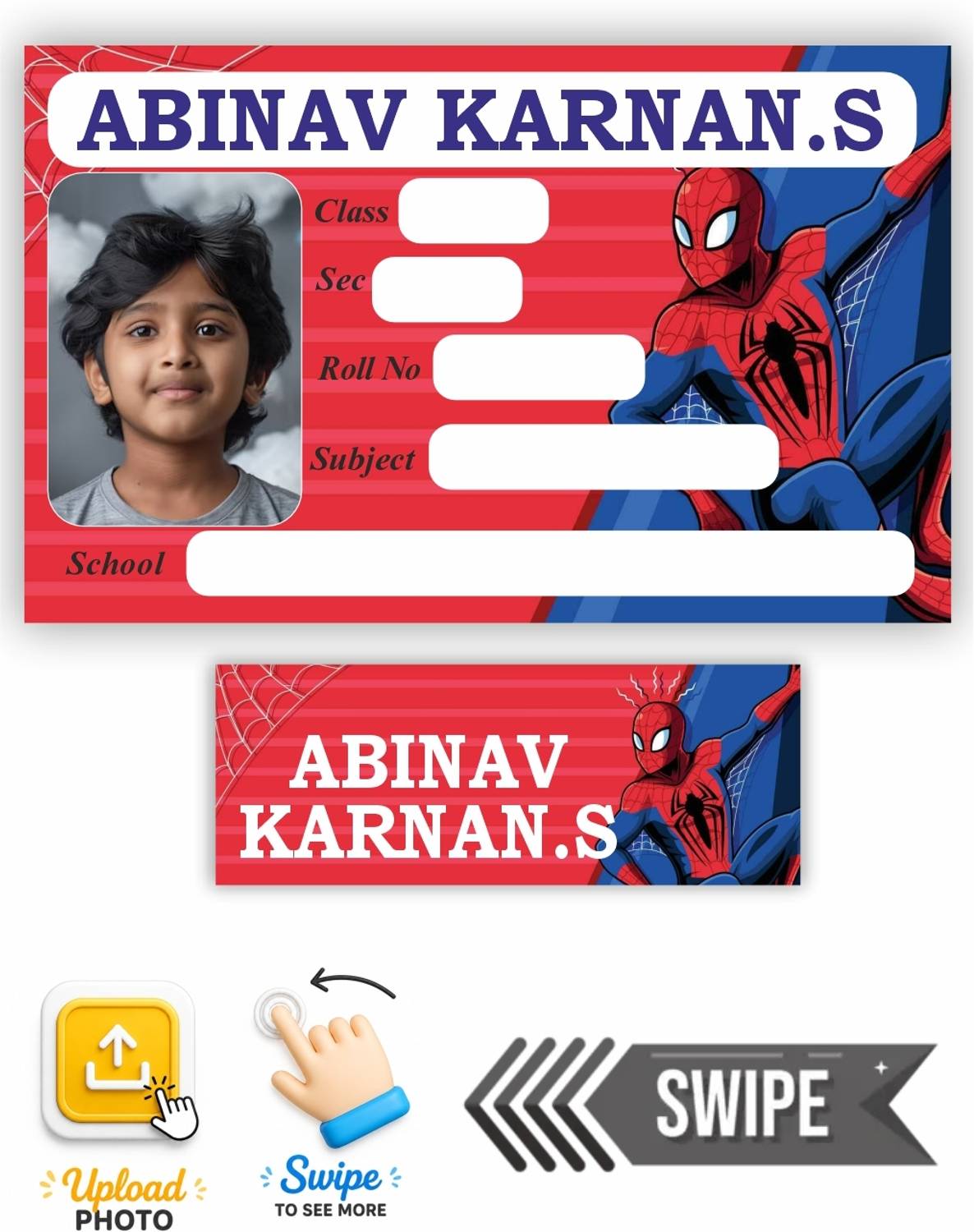 AKPrint 8.5 cm Name Slip Sticker 30Nos and Name Tags 12Nos Self Adhesive Sticker
