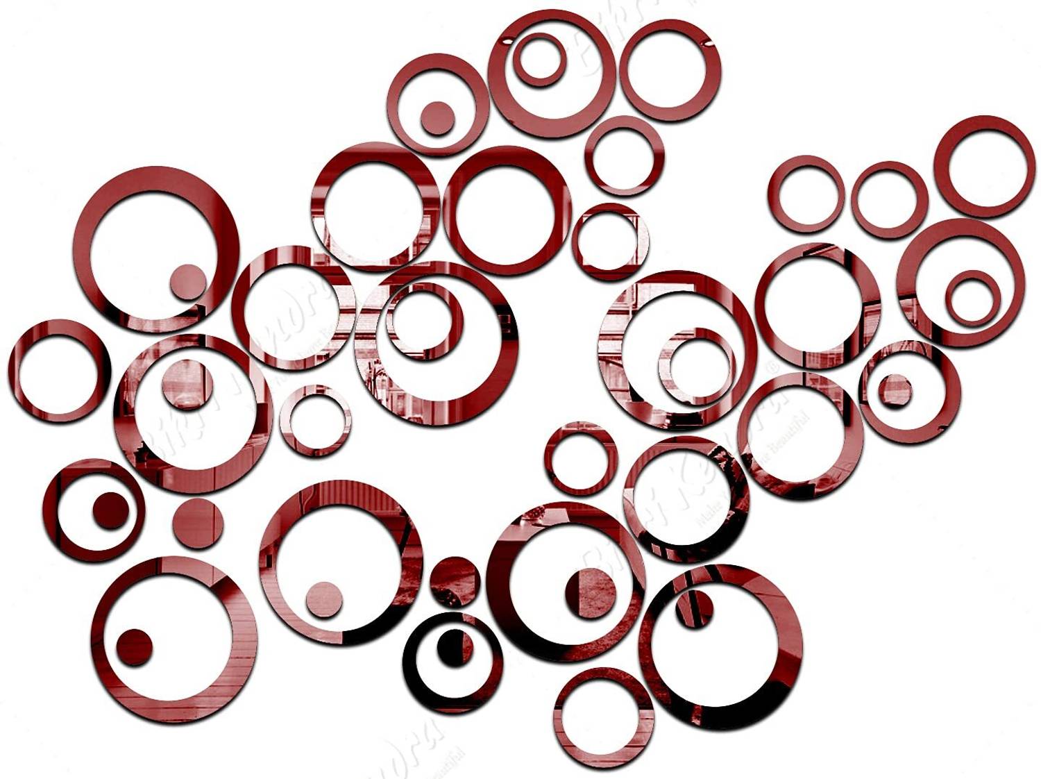 Bikri Kendra 14.73 cm 44 Ring Brown mirror sticker for wall 3D mirror sticker Self Adhesive Sticker