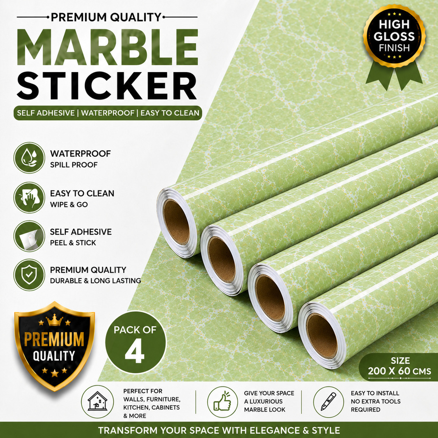 Image of Pamidhar 200 cm Marble Wallpaper Oil Proof Waterproof Self Adhesive Removable Wallpaper (2M) Self Adhesive Sticker