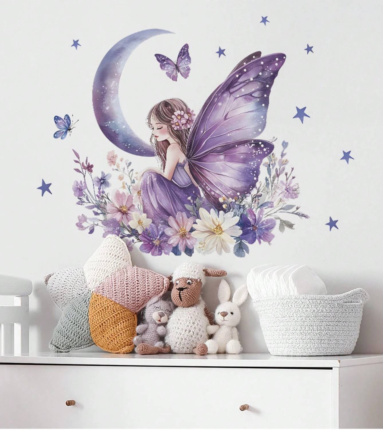 Byte Shop 23 inch purple fairy and butterfly Self Adhesive Sticker