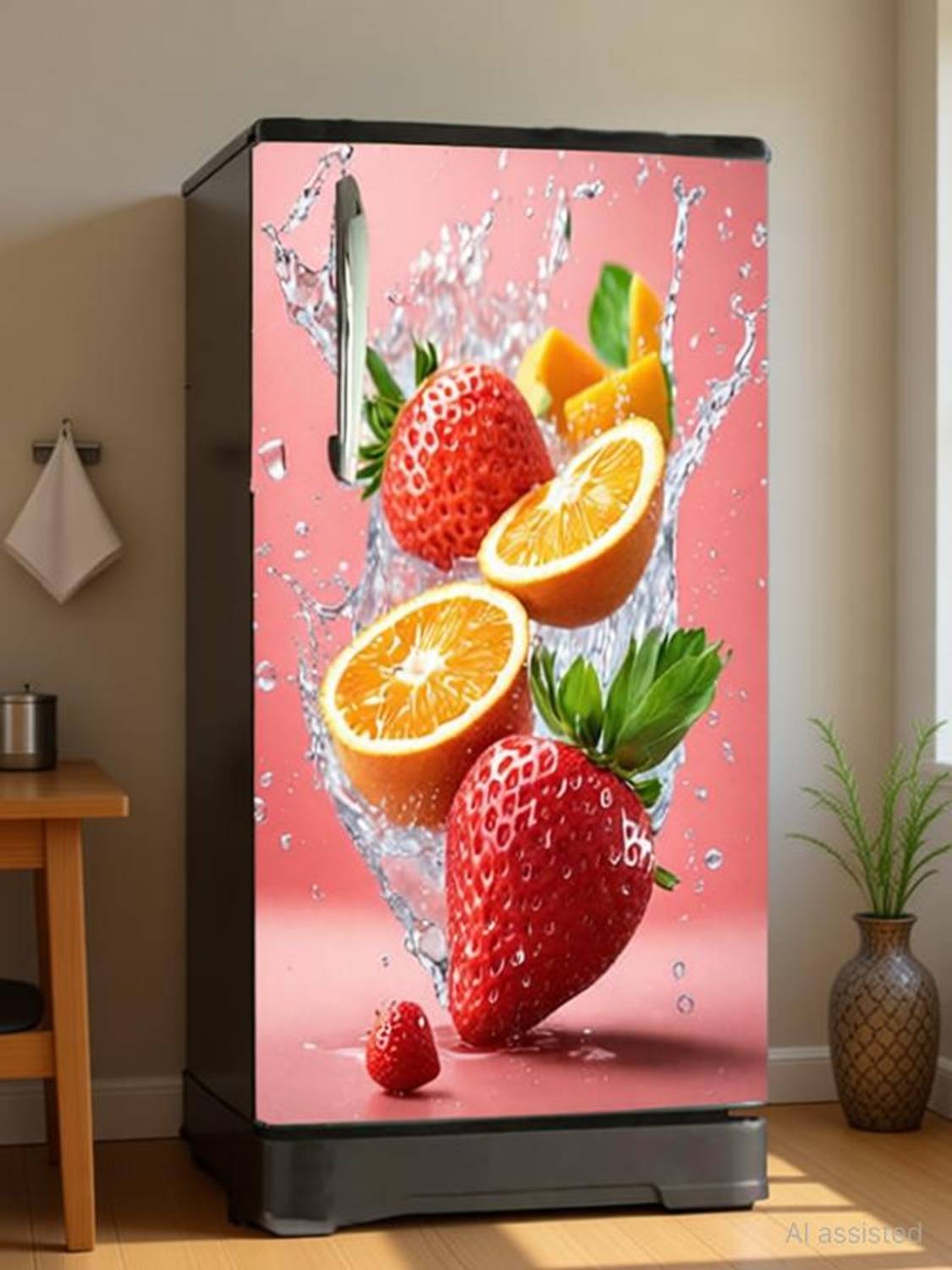 Anita Enterprises 49 inch Fridge Single Door Wallpaper Sticker Wrap For Refrigerator (Size 24x49 inch) Self Adhesive Sticker