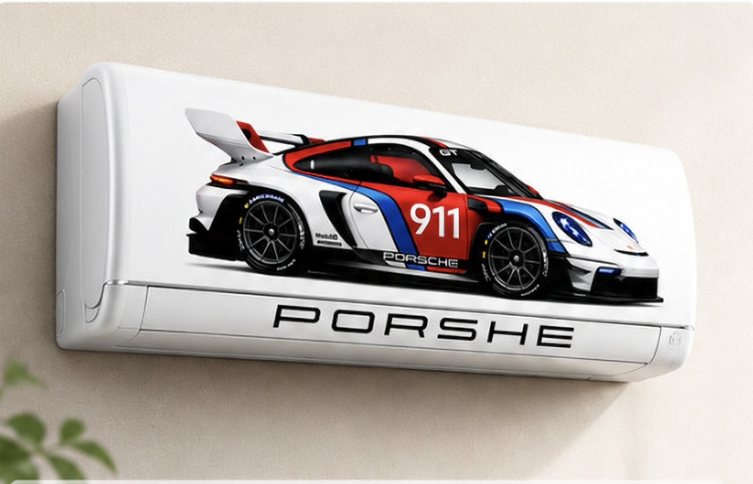 Image of NeoVibe 70 inch Porshe 911 Red Car Ac Sticker || High quality Waterproof Sticker Self Adhesive Sticker