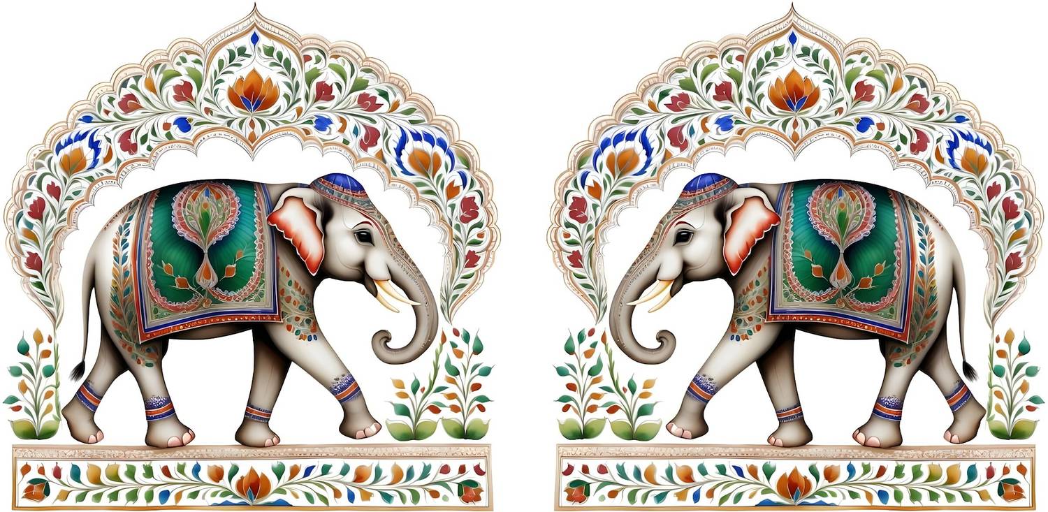 Byte Studio 45 cm Traditional Indian Elephant Wall Sticker Reusable Sticker