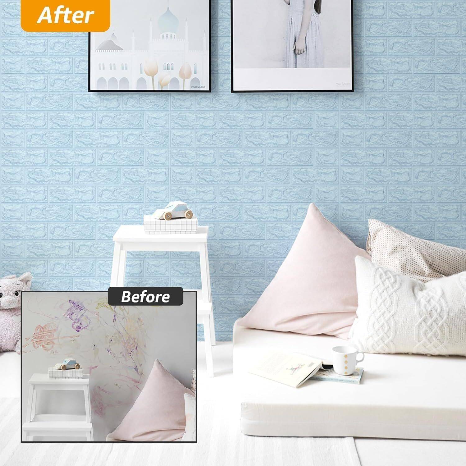 GRABITOZ 70x70cm Blue Waterproof Vinyl Wallpaper - Image 3