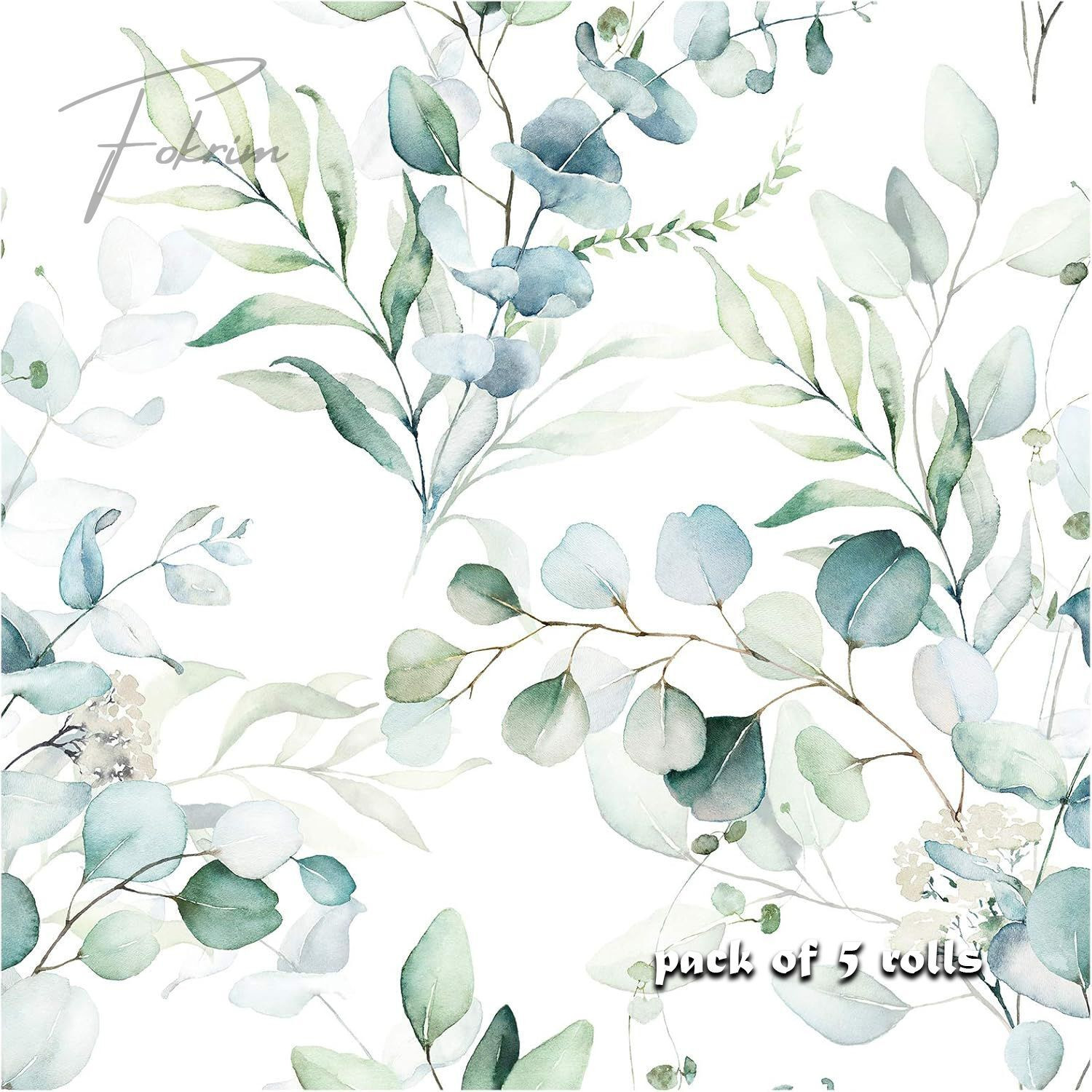 Image of FOKRIM 300 cm ST floral green white 45x300 - PK5 Self Adhesive Sticker