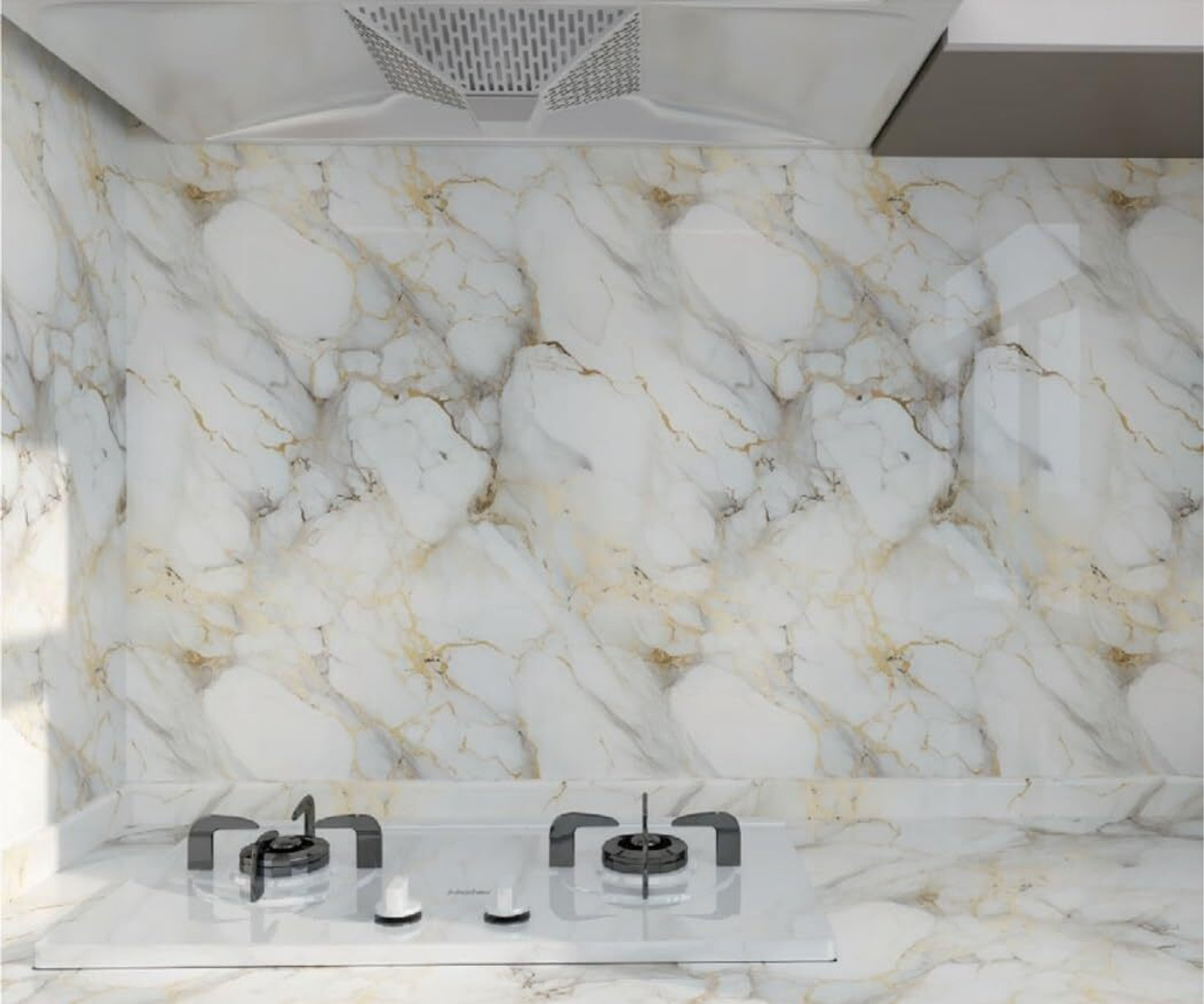 Image of SIRTERIQ 400 cm Aluminum Shining Marble Foil Waterproof 2 Roll For Kitchen Self Adhesive Sticker