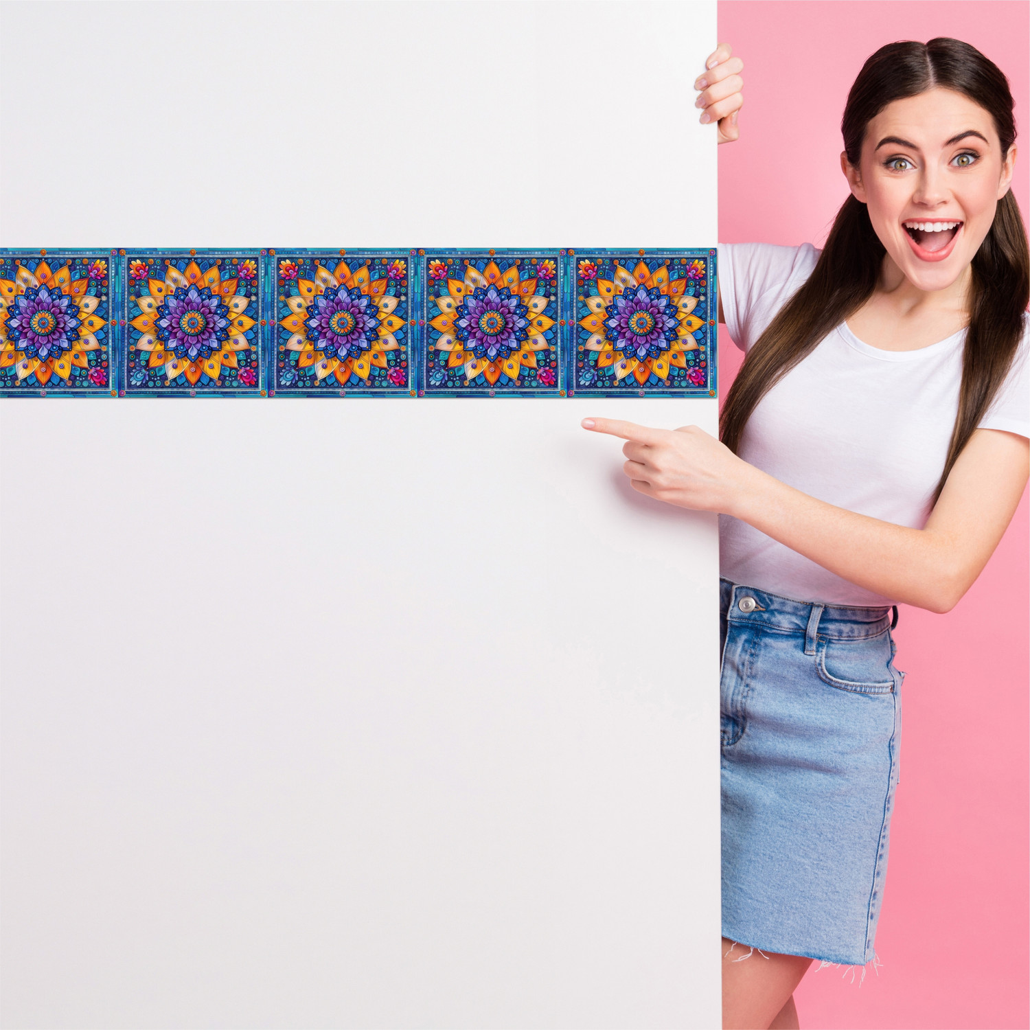 Image of ATTRACTSO 304 cm Royal Floral Wall Border Peel & Stick 10ft x 6in Elegant Waterproof Vinyl D4 Removable Sticker