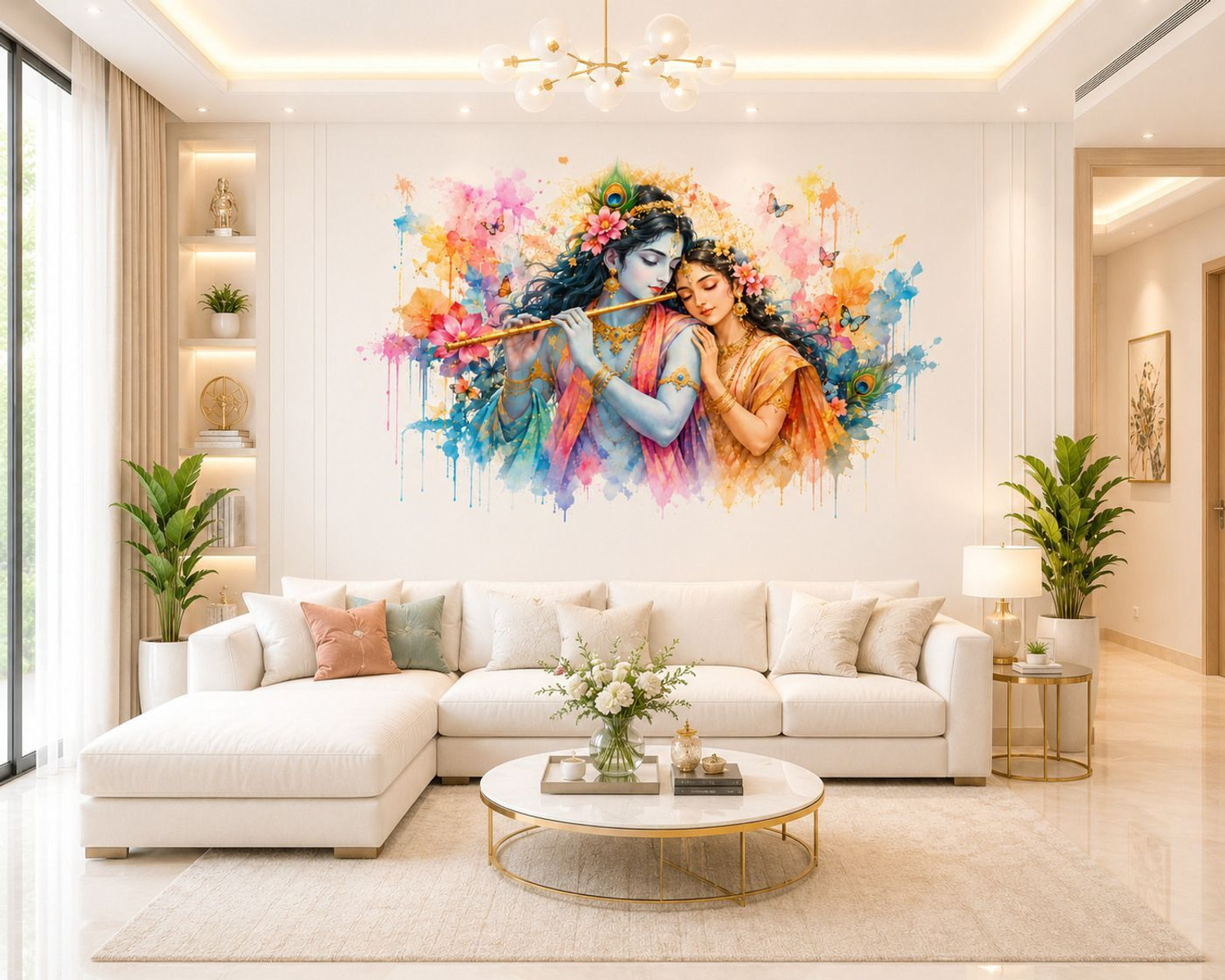 Image of SV collections 26 inch Modern Krishna Radha Wall Decor Self Adhesive Sticker Self Adhesive Sticker Self Adhesive Sticker