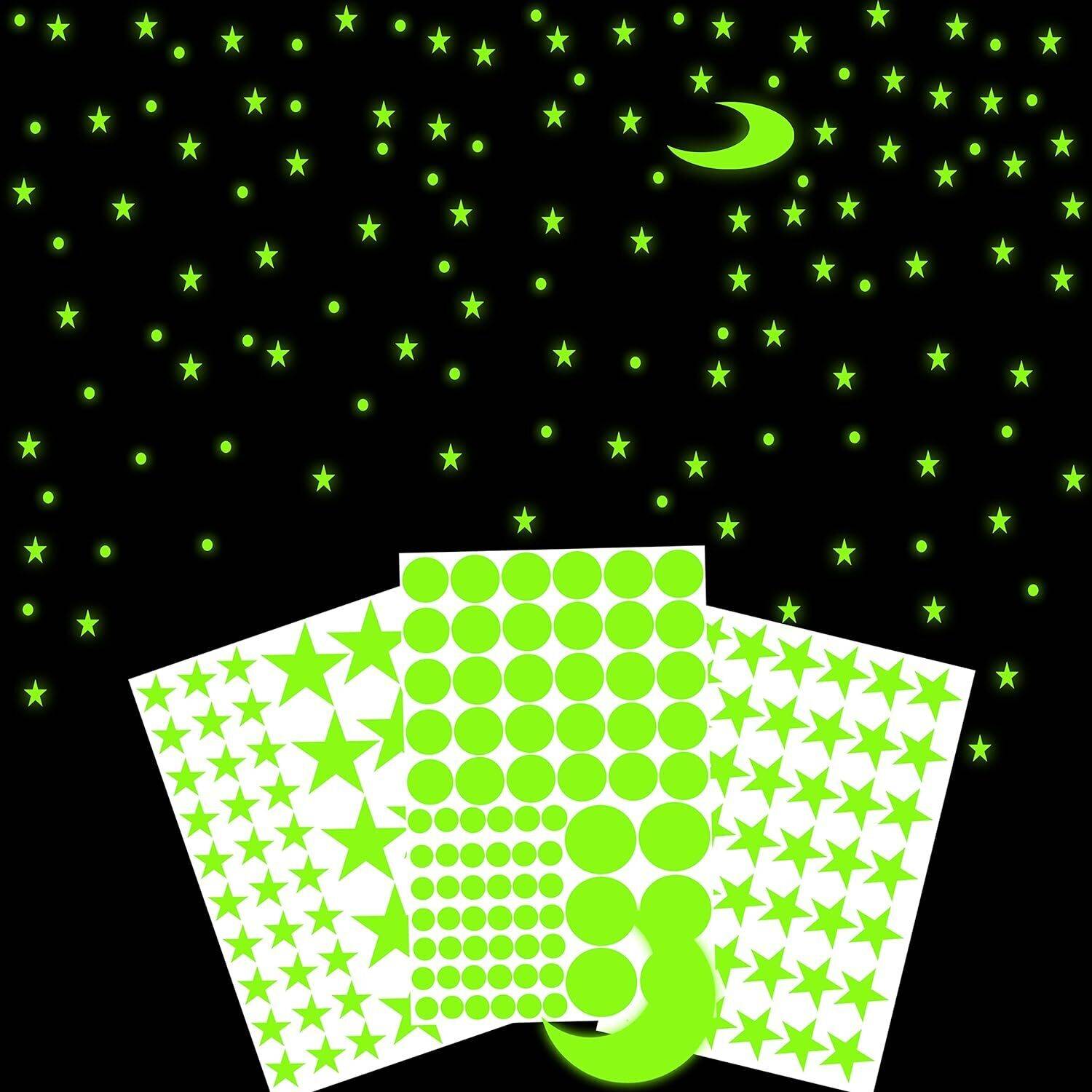 Ashamohar 33 cm Galaxy of Stars Moon and Round Dot Radium Night Glow for Bedroom/Living Room Glow in the Dark Sticker