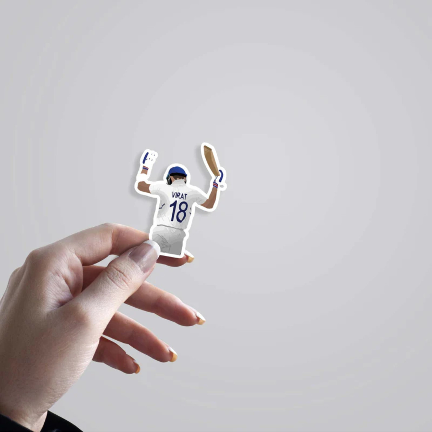 Image of ESTLIO 6 inch Cricket Player 18 Graphic Vinyl Sticker for Laptop Bike Car Helmet Mobile Decor Removable Sticker
