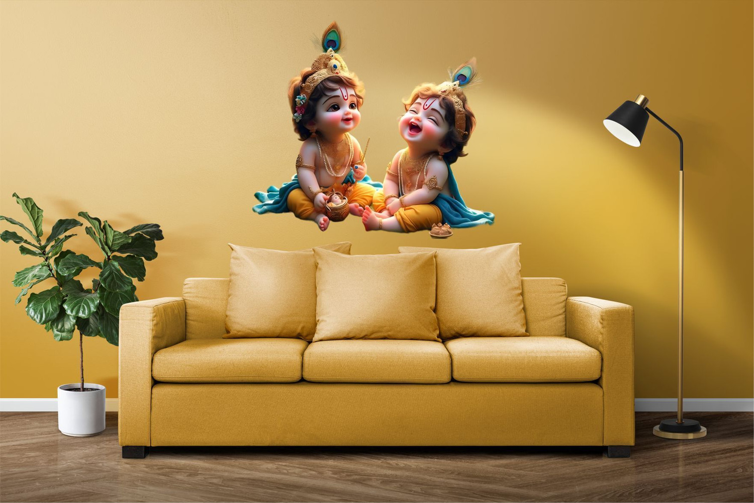 Image of SENAWATDESIGN 51 cm NR0127 Baby Cute Bal Gopal Krishna Laughing Self Adhesive Sticker