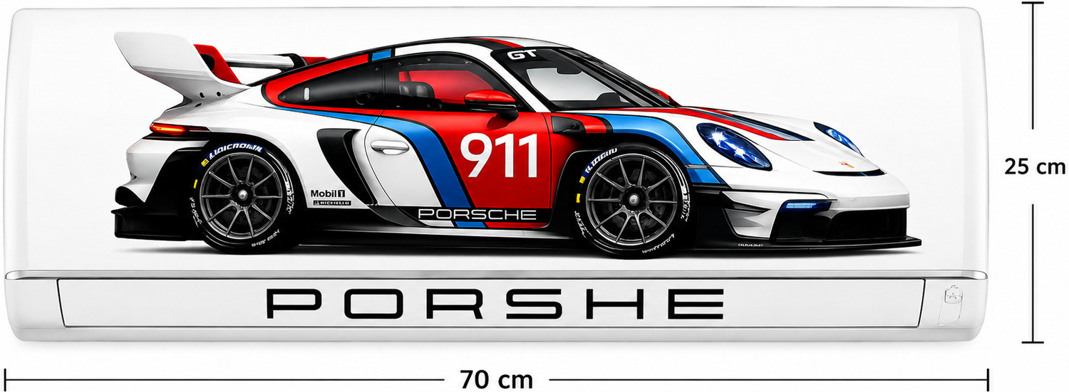 Image of NeoVibe 70 inch Porshe 911 Red Car Ac Sticker || High quality Waterproof Sticker Self Adhesive Sticker