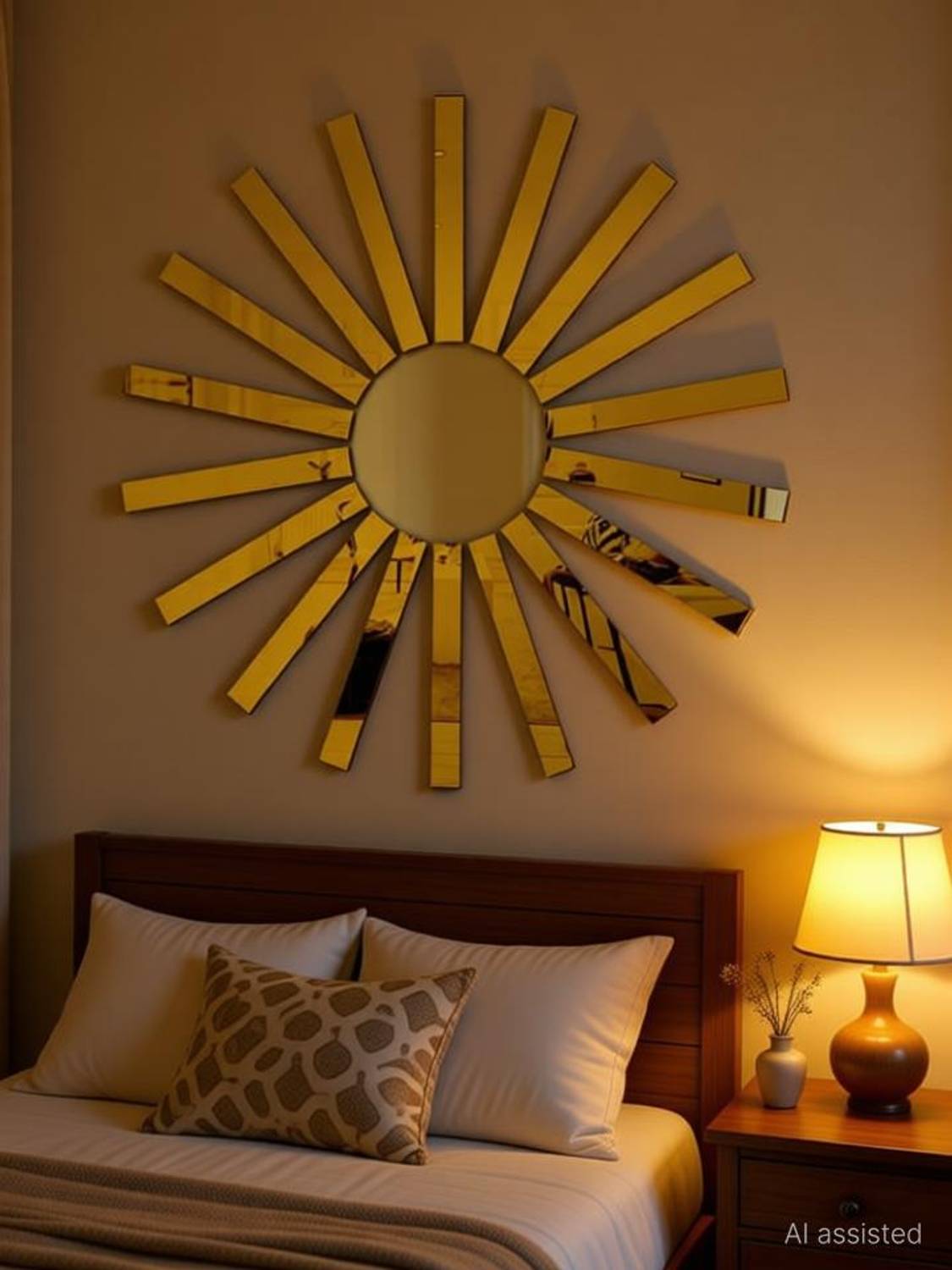 Bikri Kendra 24 cm Strip 20 Golden Mirror sticker for wall, Acrylic Sticker for wall Self Adhesive Sticker