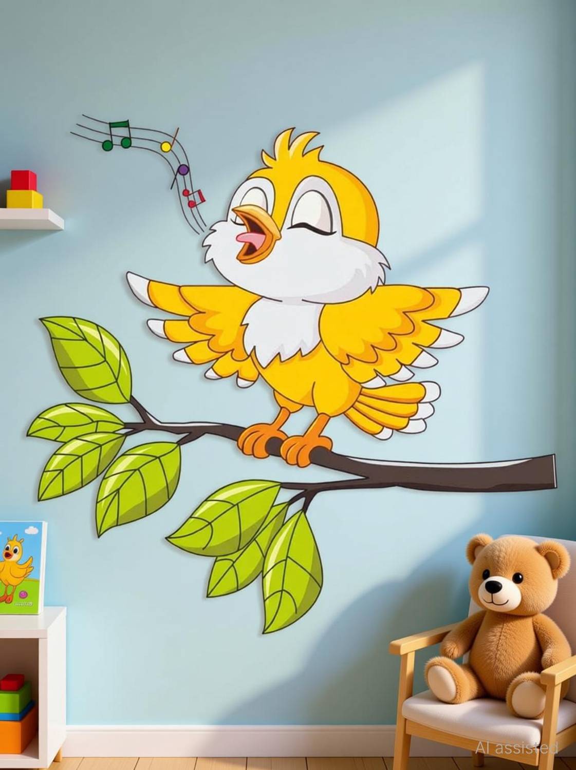 Aquire 40 cm Wall Yellow Singing Bird Tweety Kids Room Design Self Adhesive Sticker