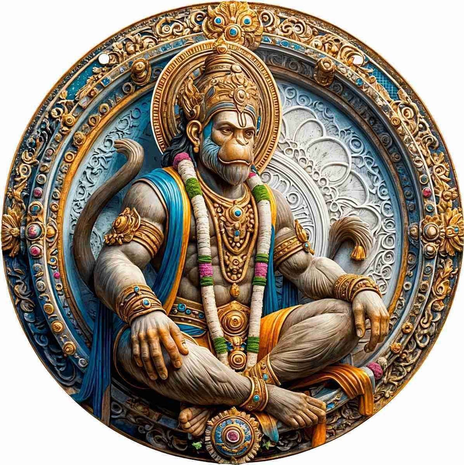 Ajay craft 50 cm Ram bhakt Hanuman ji,balaji maharaj, New design wall sticker Self Adhesive Sticker