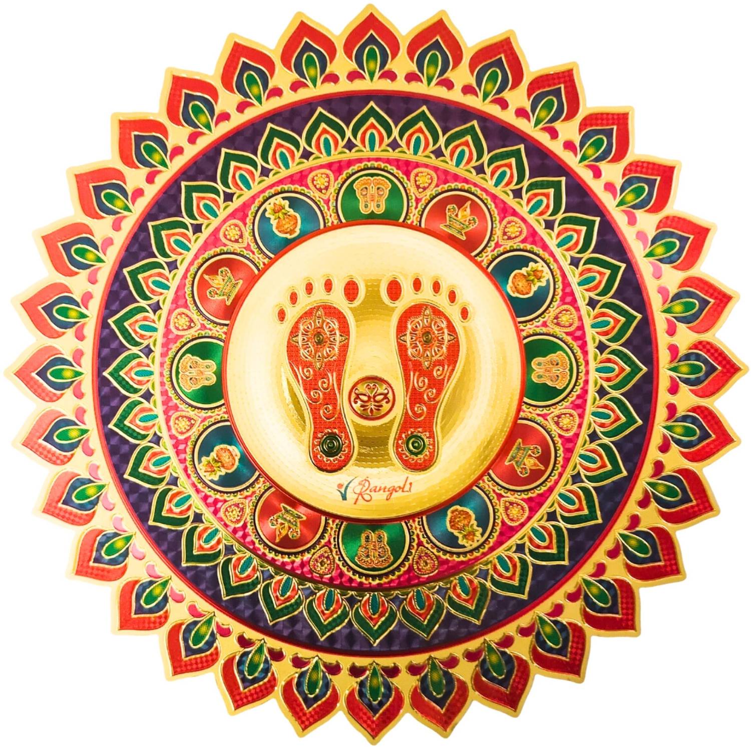 AmazingKarts 24 cm 1 PCS Rangoli Sticker Vinyl PVC Floral Rangoli Gloss Self Adhesive Stickers Self Adhesive Sticker
