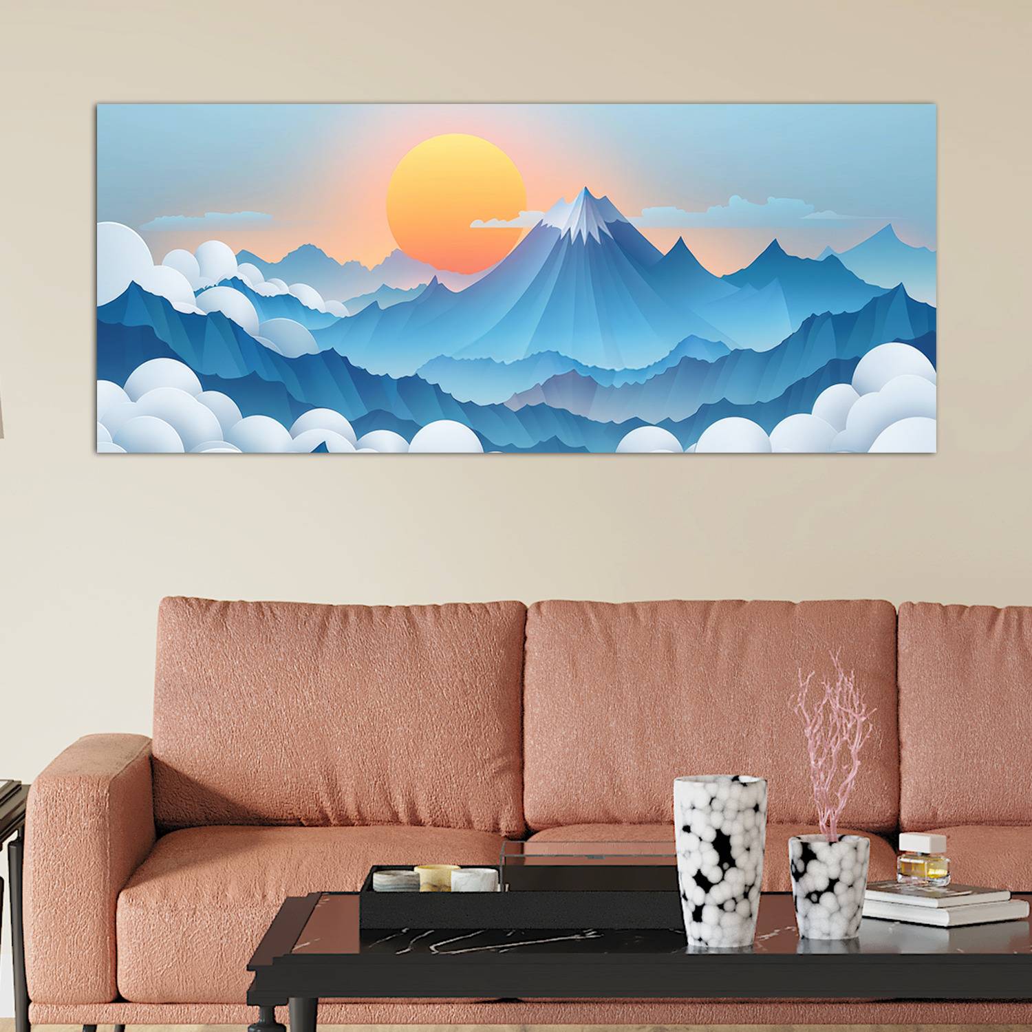 Bnezz 100 cm Wallpaper For Wall Blue Mountain Wall Stickers For Bedroom Wall Posters Big Size Self Adhesive Sticker