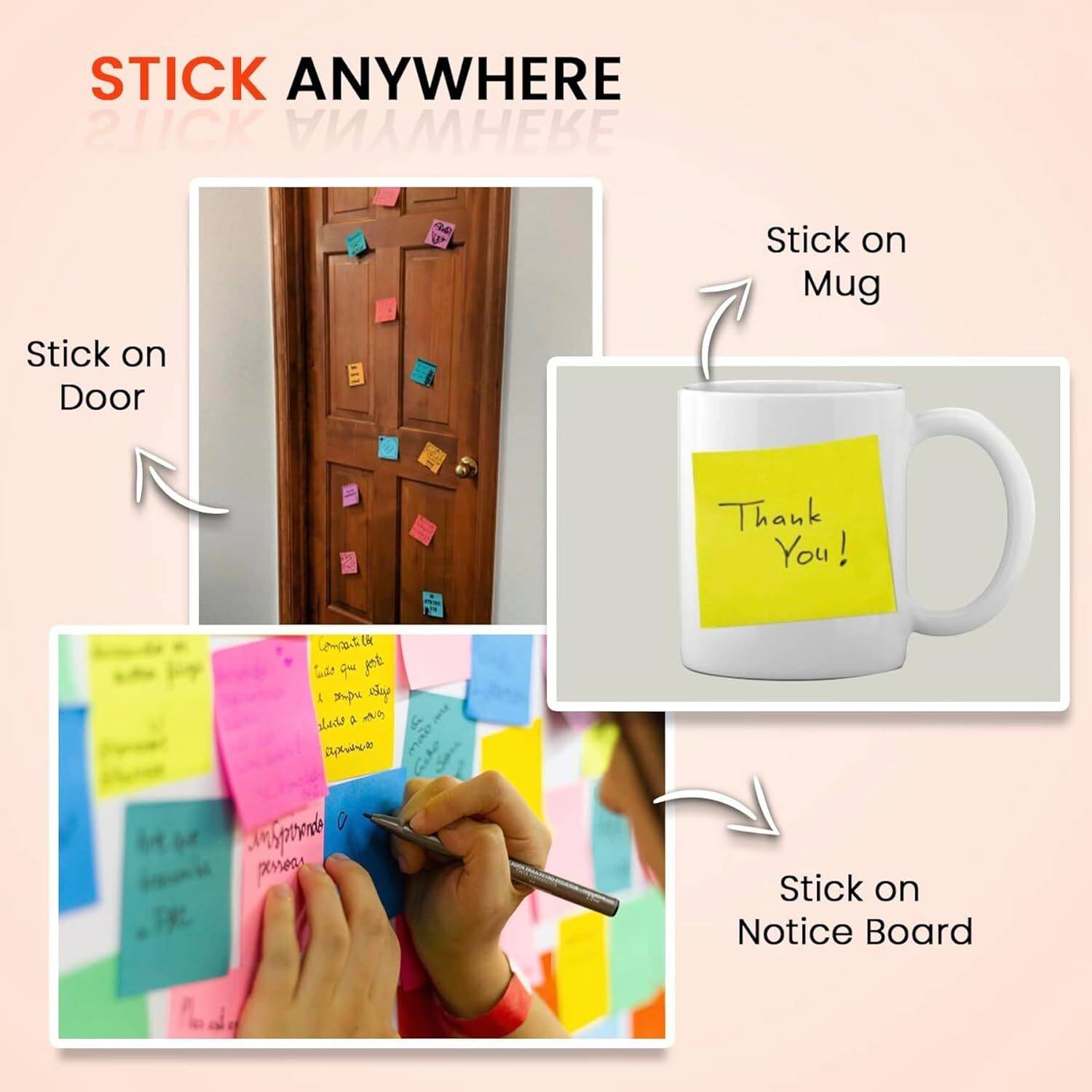 POMORA 3x3 Inch 800 Sheets 10 Colors Sticky Notes - Image 3