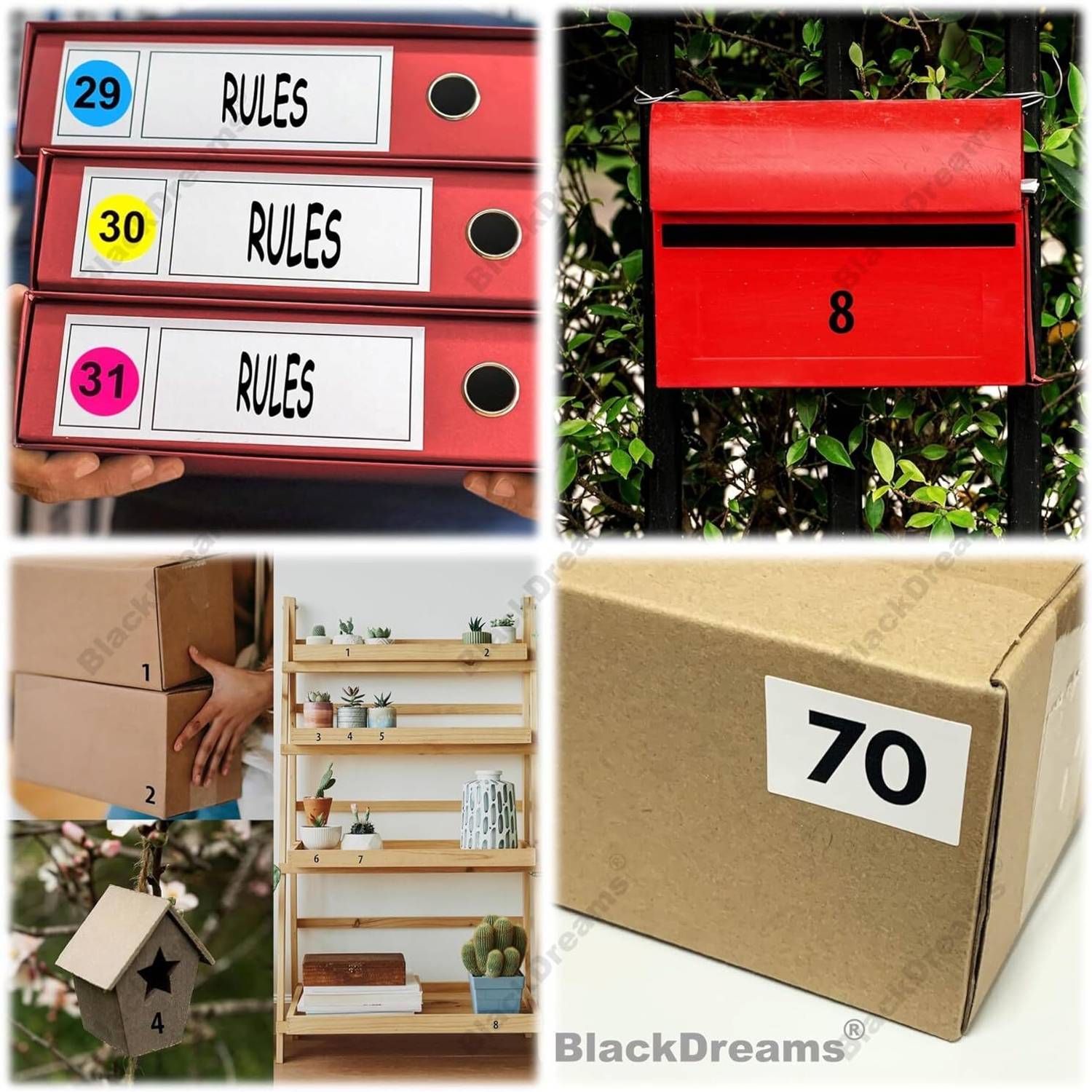 BlackDreams 2.5 cm Round 500 Piece 1 to 100 Number Label for