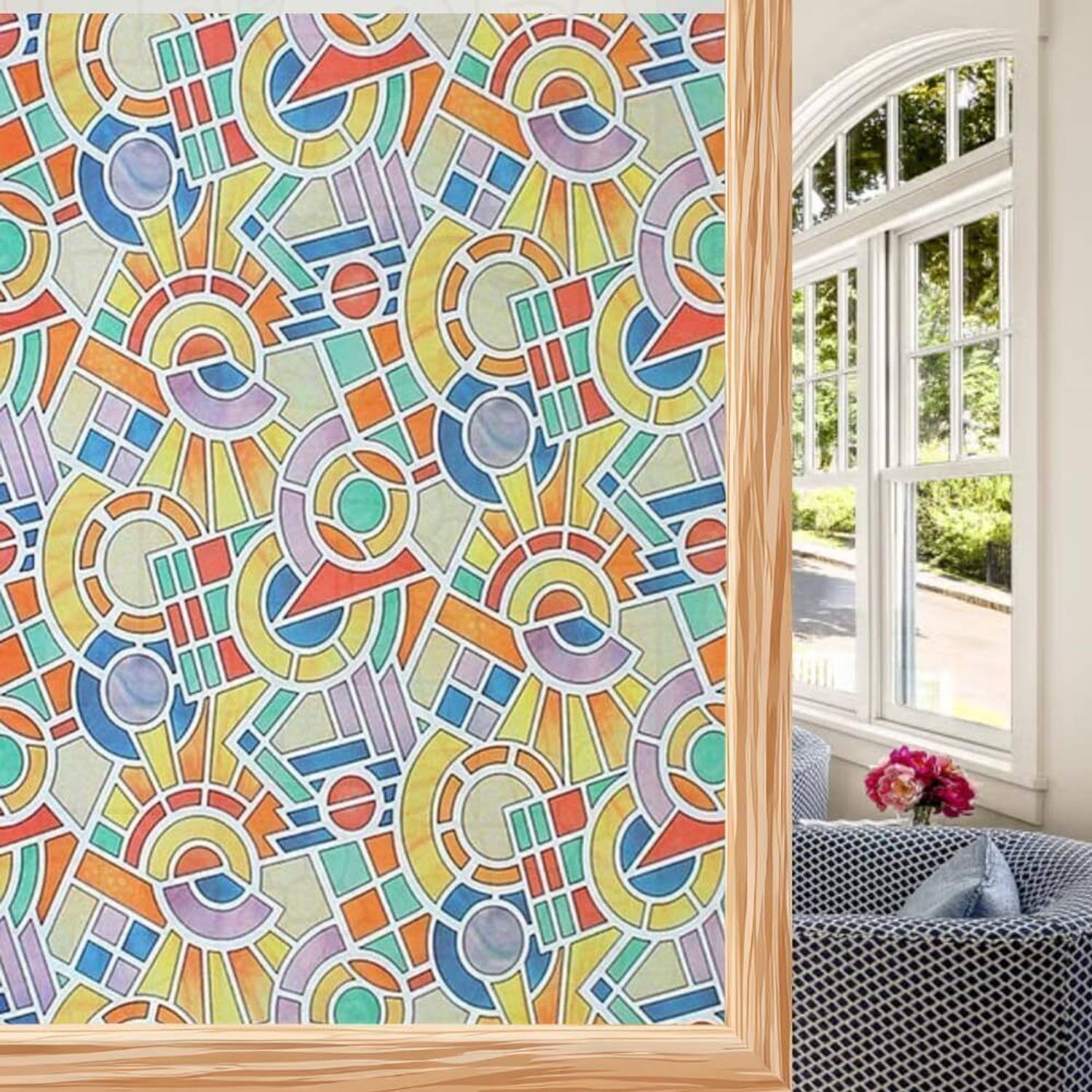 A1 Decor 2926.08 cm Privacy Window Film Glass Frosted Decorative UV Ray - FRD -12X96 Inch Self Adhesive Sticker