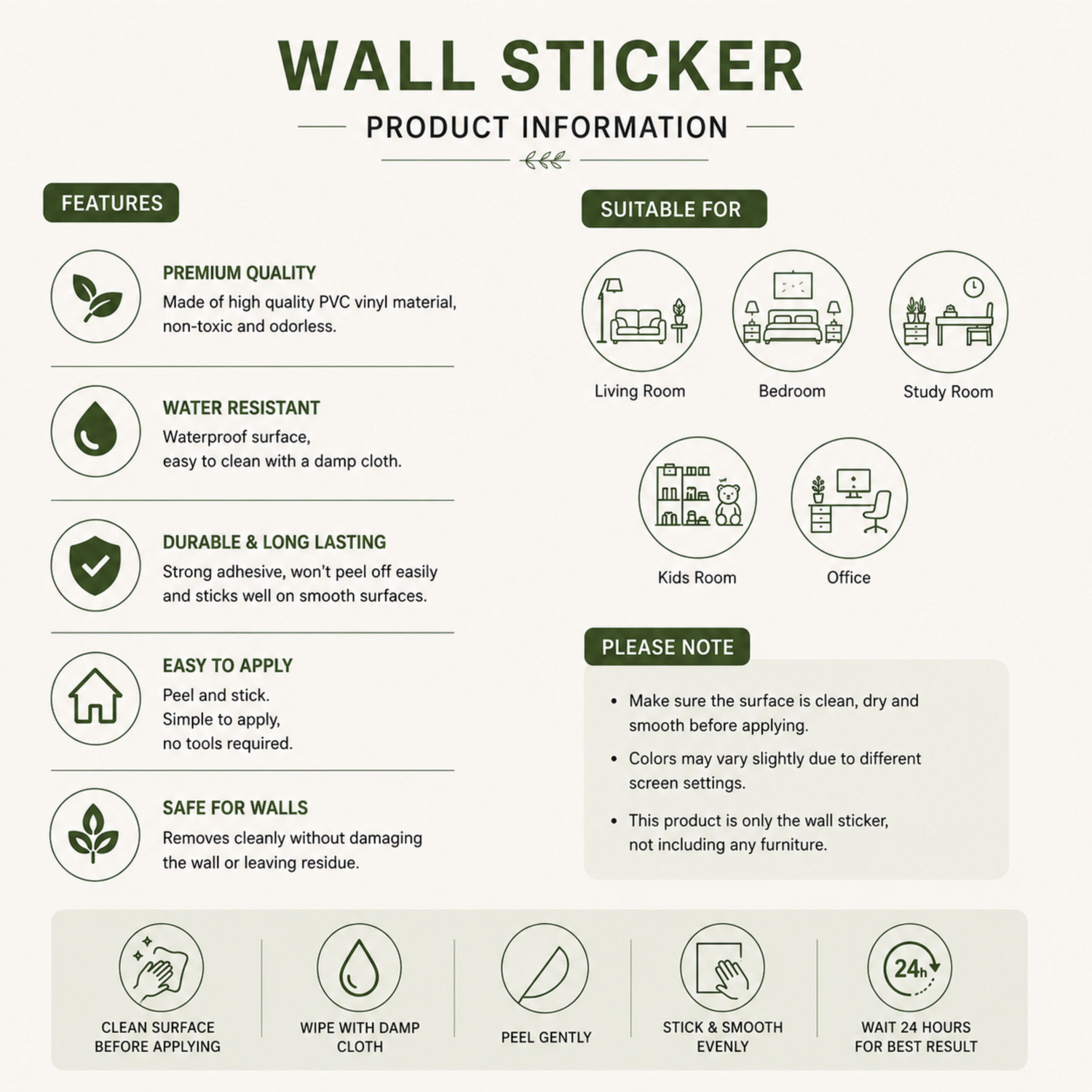 Image of RehanDecors 58 cm Islamic Dua Stickers Islamic wall sticker dua sticker Removable Sticker