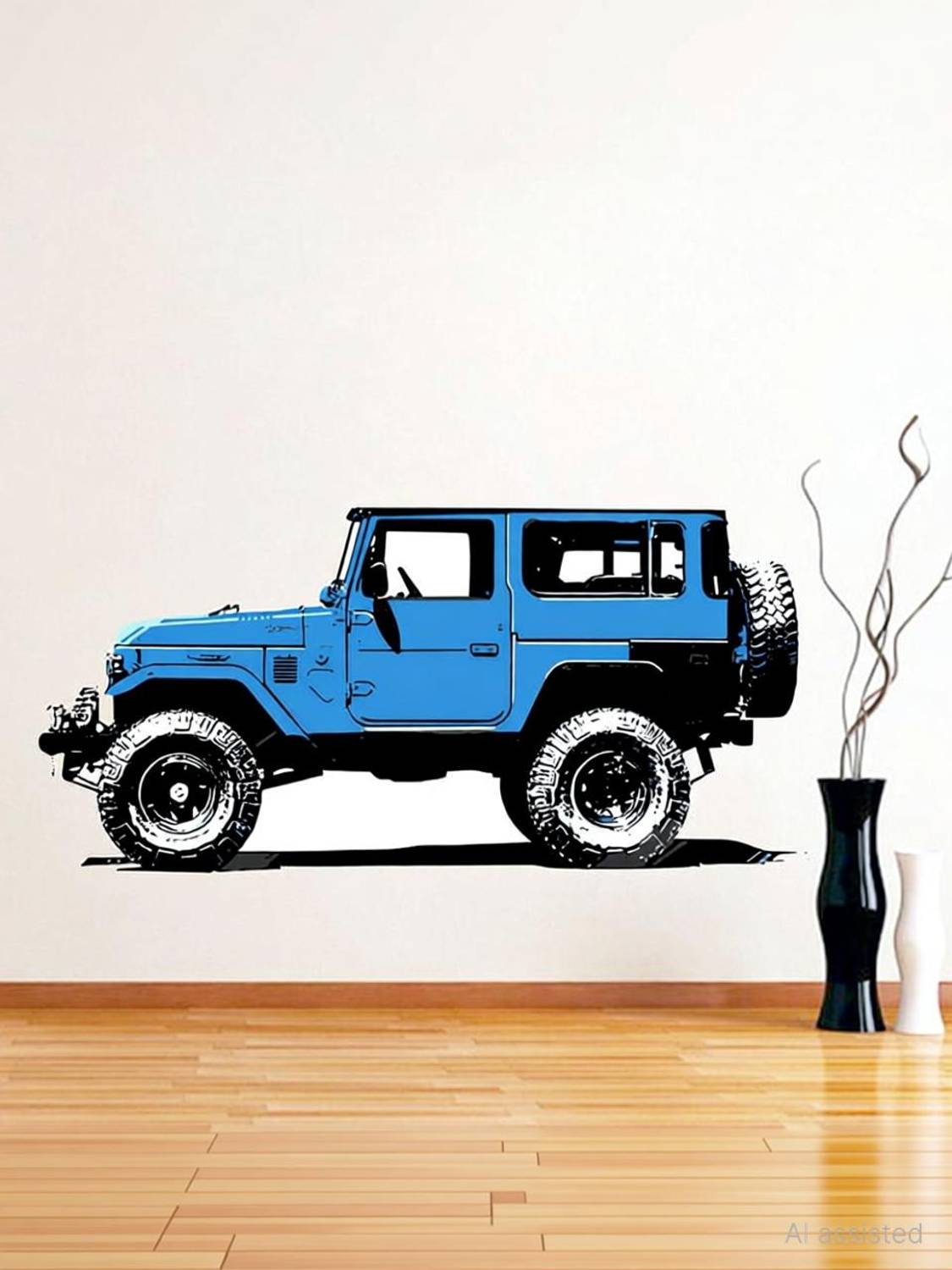 ArtisticDecals 59 cm Car Mountain jeeps, Racing car Wall Sticker Big size sticker, 3D sticker Self Adhesive Sticker