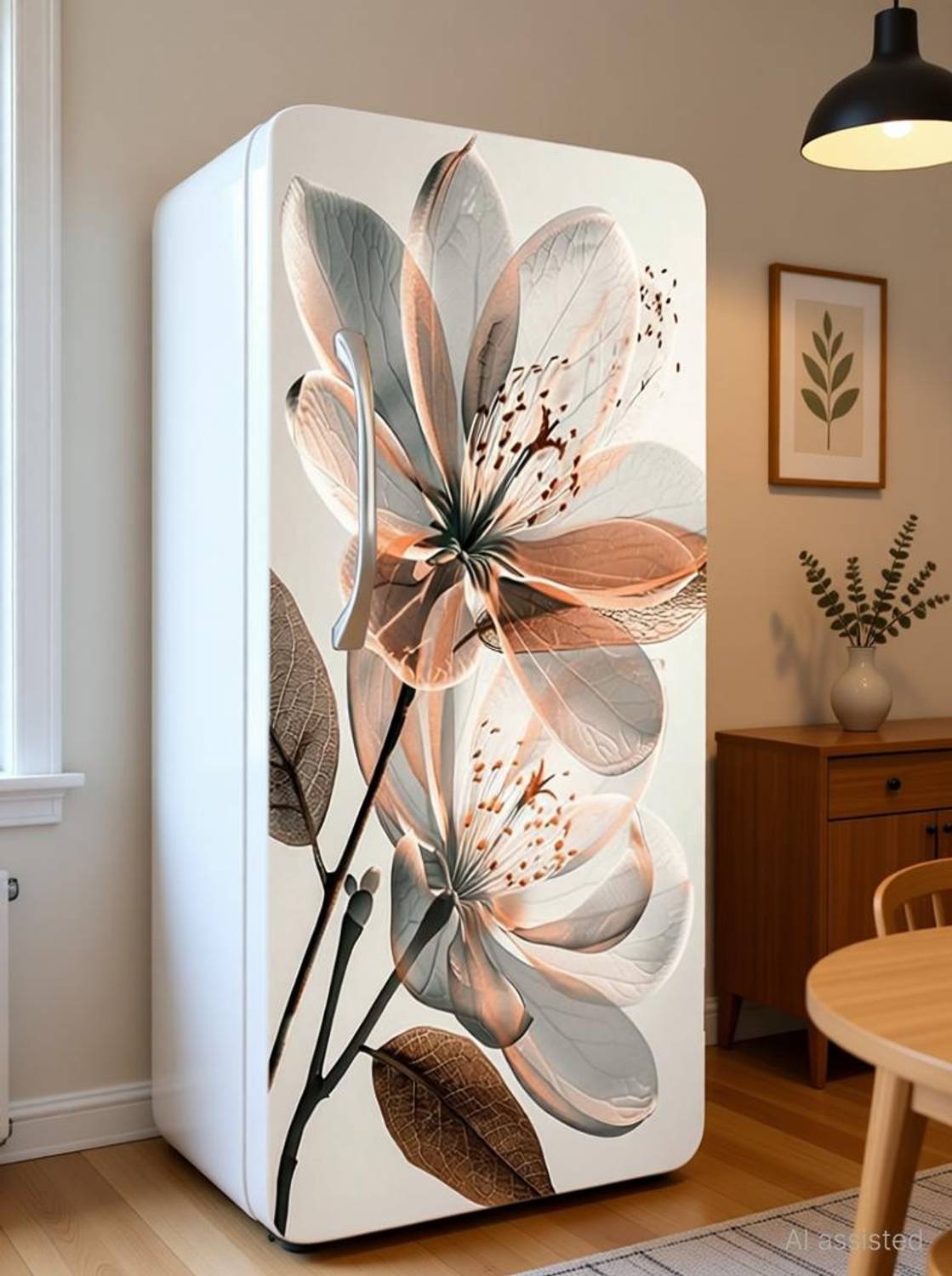 Anita Enterprises 120 inch Abstract Fridge Sticker Single Door Fridge Sticker Refrigerators Sticker with Self Adhesive Sticker
