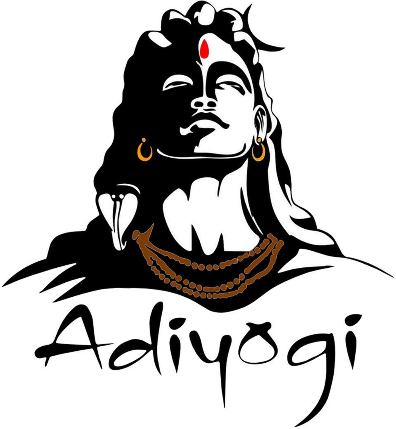 Image of The Printpack 60 cm 55 Cm Black Adiyogi God Shiva Transparent Self Adhesive Sticker