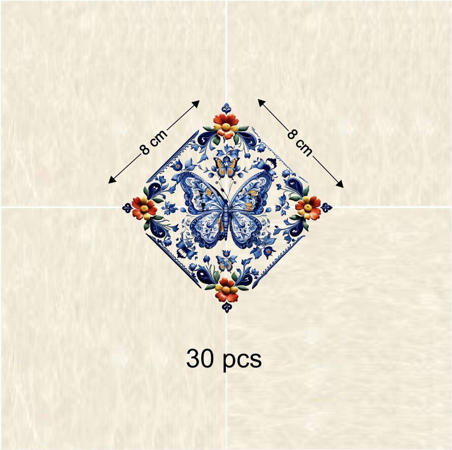Aashrut decor 8 cm Decorative waterproof Floor sticker (30 pcs) Size :- (8cm x 8cm) Self Adhesive Sticker