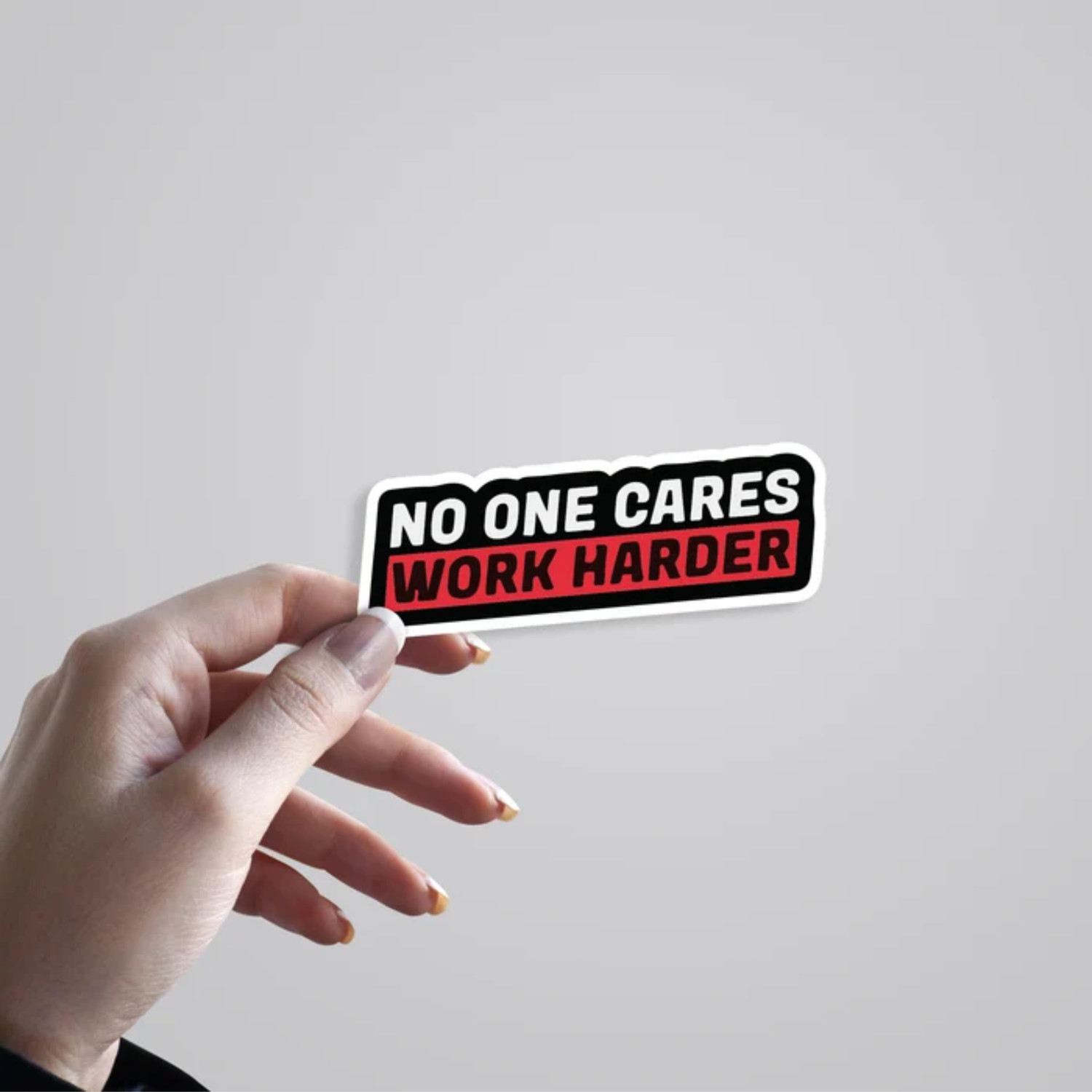 Image of ESTLIO 6 inch 3 Pcs No One Cares Work Harder Motivational Quote Sticker Set for Laptop Removable Sticker