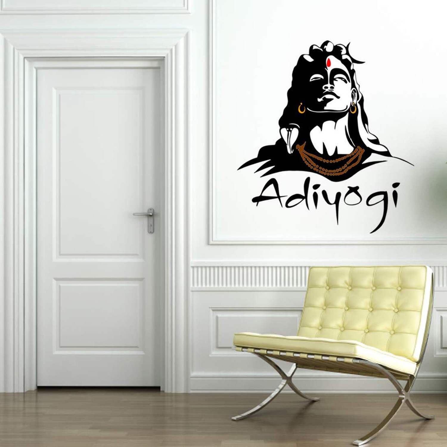 Image of The Printpack 60 cm 55 Cm Black Adiyogi God Shiva Transparent Self Adhesive Sticker