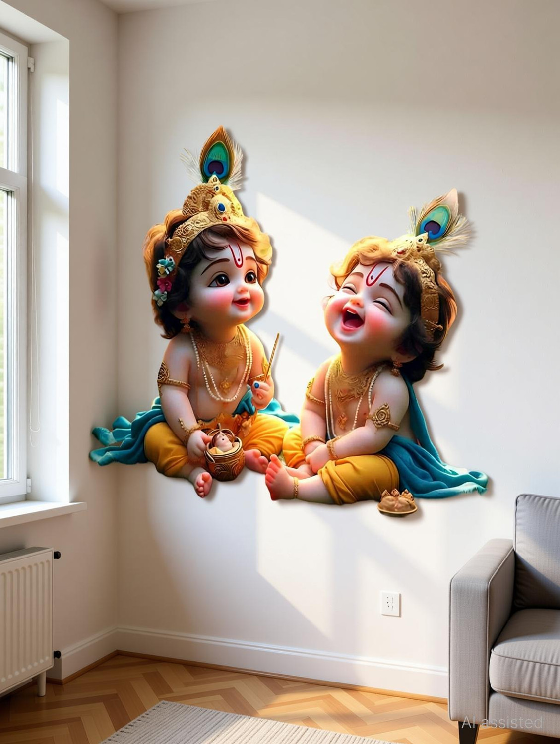 Image of RUHIDECOR 50 inch RD619 Baby Cute Bal Gopal Krishna Laughing Self Adhesive Sticker