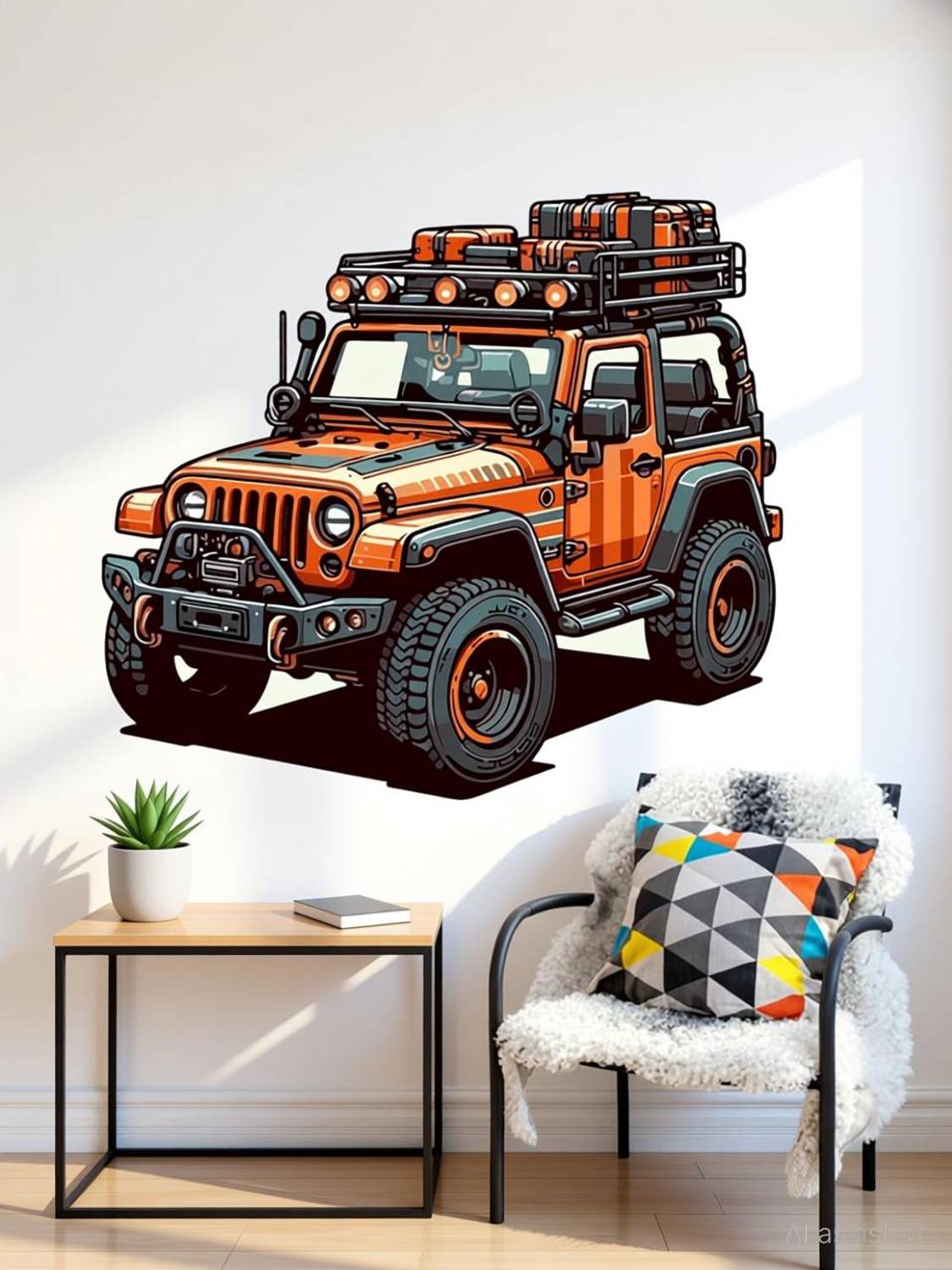 ArtisticDecals 59 cm Car Mountain jeeps, Racing car Wall Sticker Big size sticker, 3D sticker Self Adhesive Sticker