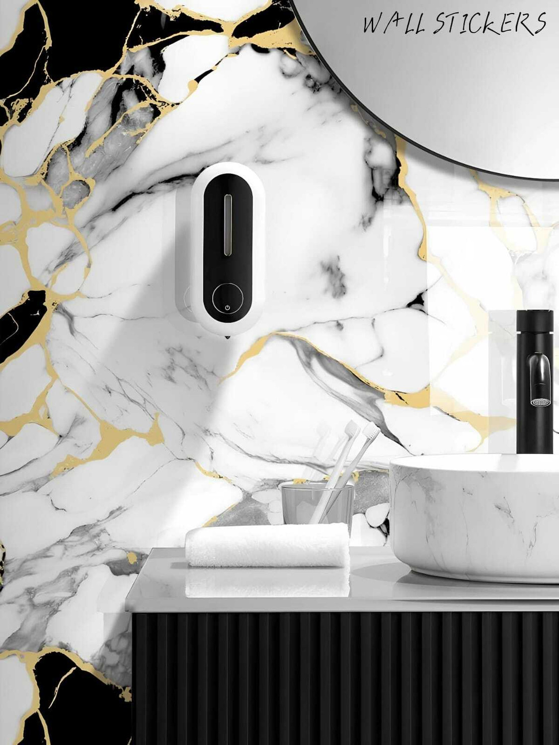 Image of voltify 200 cm Waterproof Wall Sticker For Kitchen & Home Decor - Glossy Marble Pattern Self Adhesive Sticker