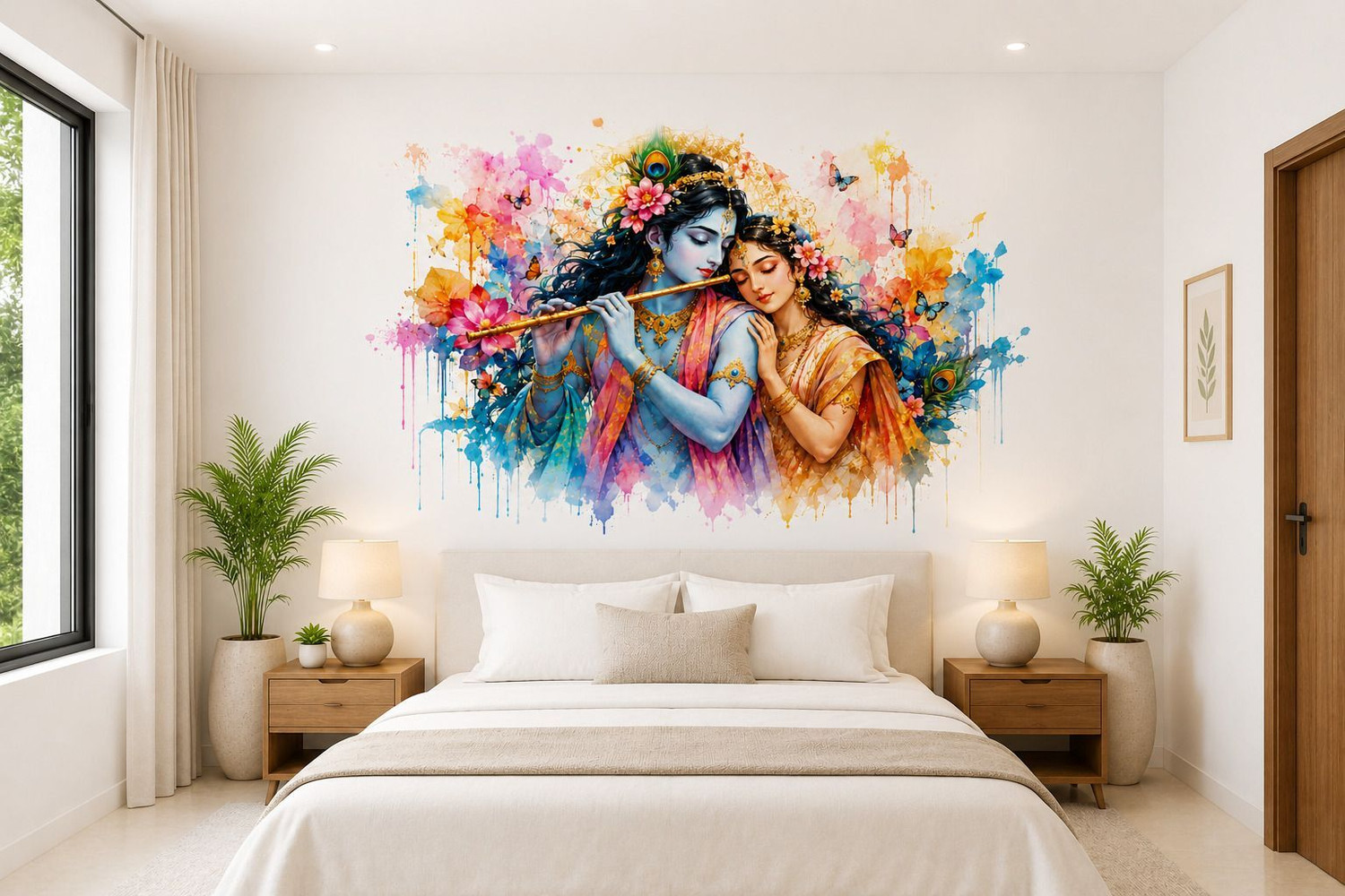 Image of SV collections 26 inch Modern Krishna Radha Wall Decor Self Adhesive Sticker Self Adhesive Sticker Self Adhesive Sticker