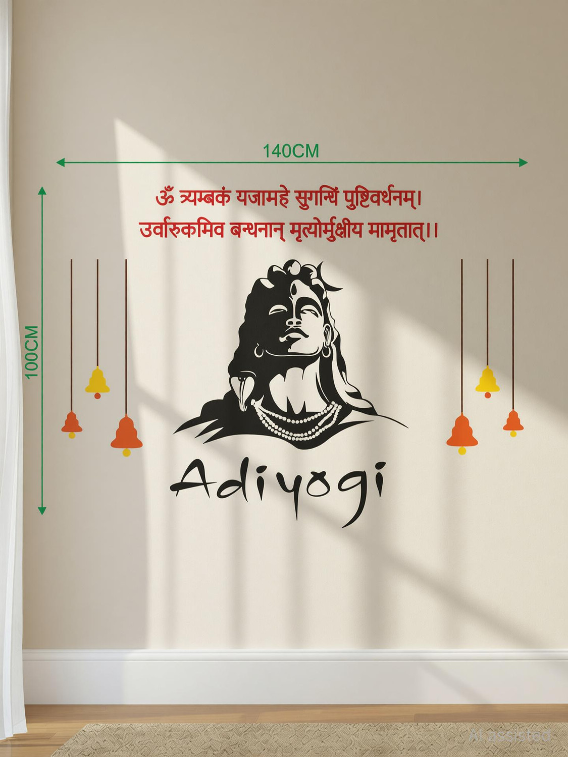 Image of CreativeNdecore 100 cm clr adiyogi wall Self Adhesive Sticker