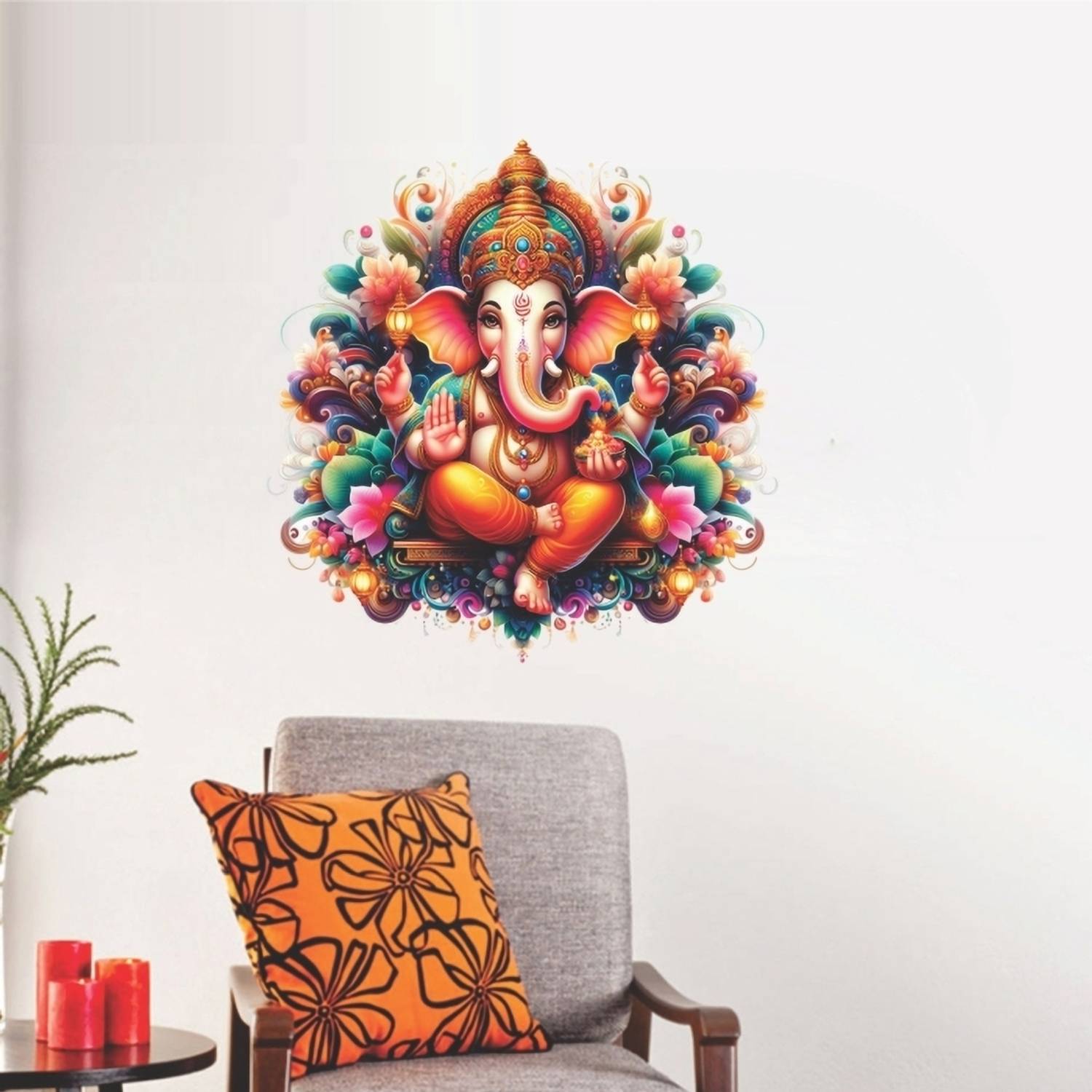WINNINGCARFT 60 cm Ganesh Wall Sticker JUST Peel & Stick New Modern Art & Trendy Wall Stickers Self Adhesive Sticker