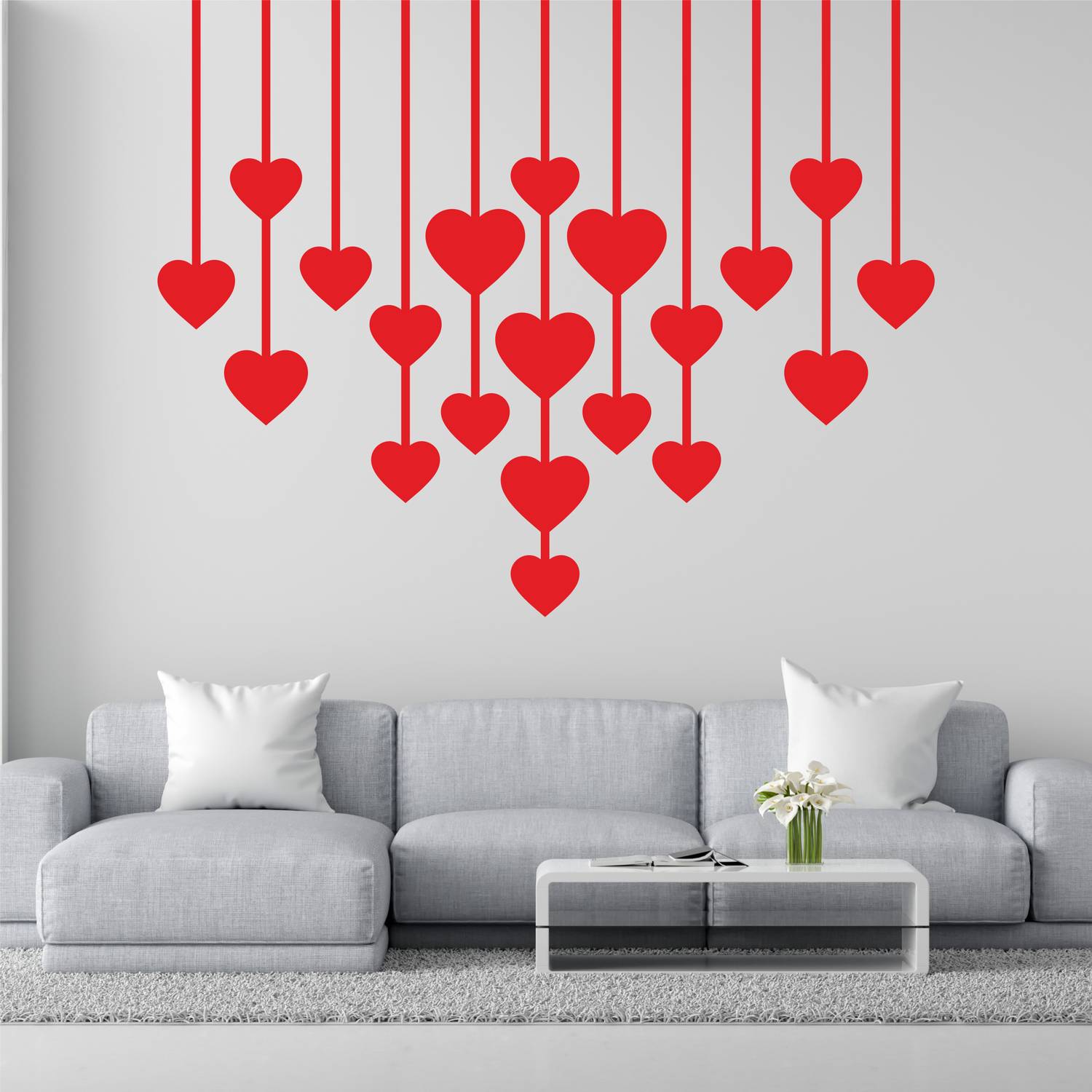 Ashamohar 58 cm Home Decor Love Red Wall Stickers, Adhesive Room Decor perfect for Living Room Self Adhesive Sticker